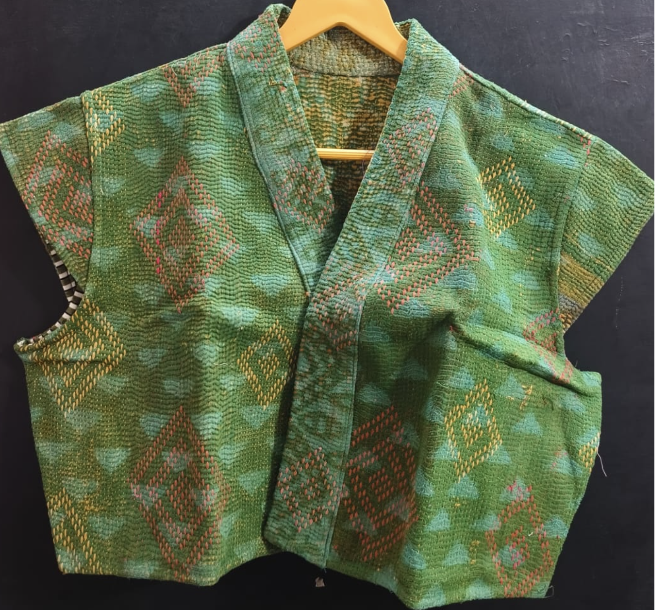 Capped Sleeve Top - Verdant Kantha