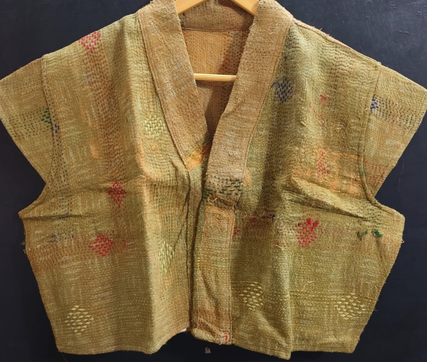 Capped Sleeve Top - Golden Kantha