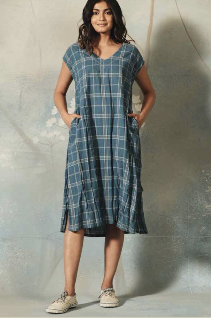 APARNA COTTON CHECK -  Blue Ashes