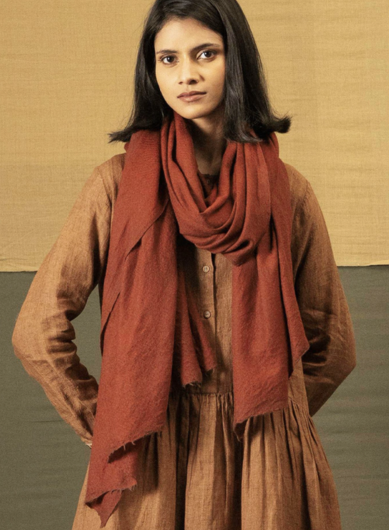 Merino Wool Scarf - Rust