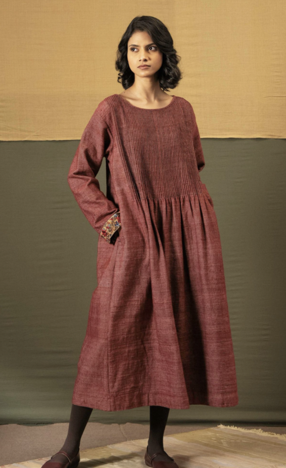 RAKA Cotton Twill Dress - Barn Red