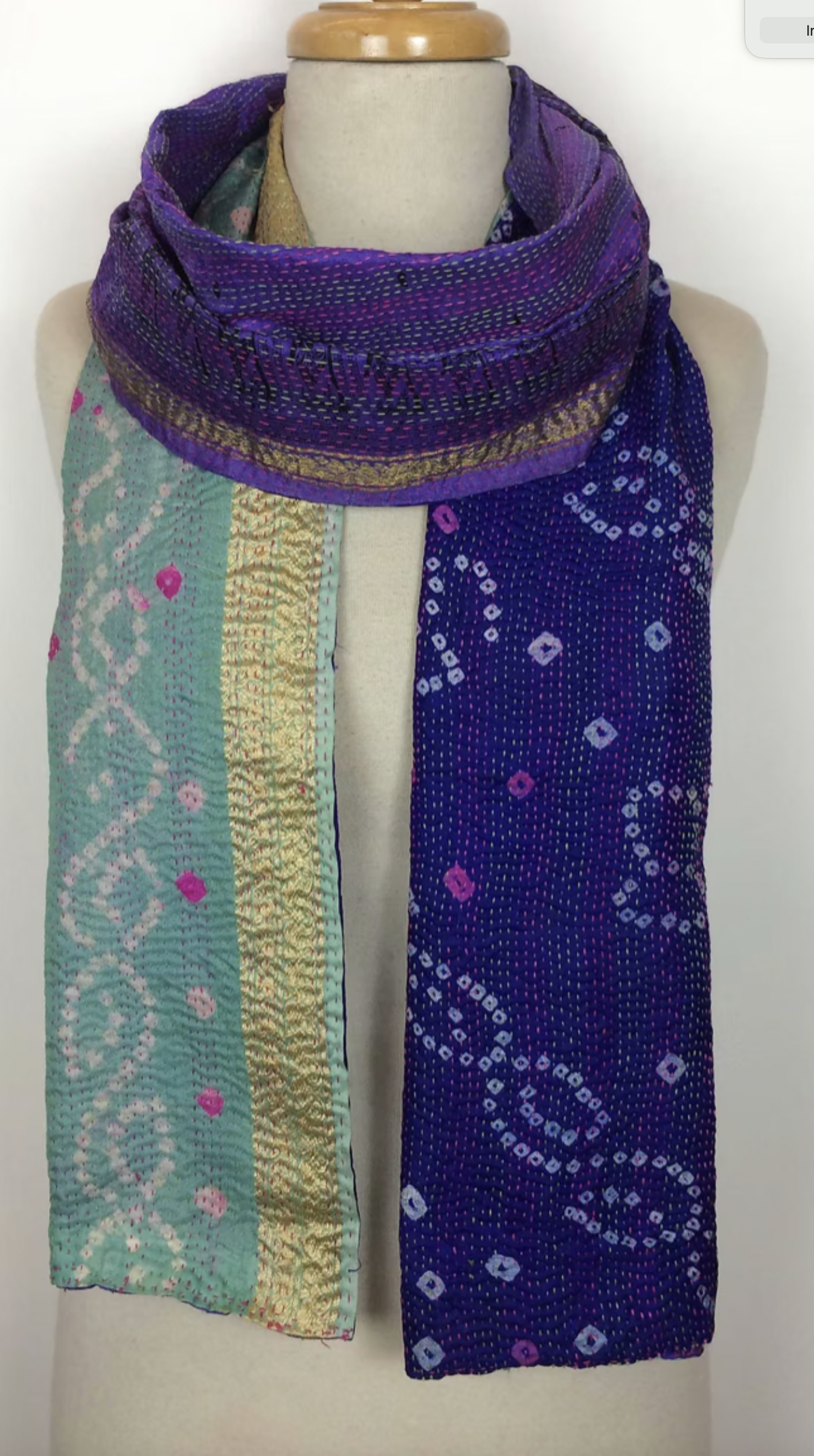 Kantha Silk Muffler - Bandhani Violet