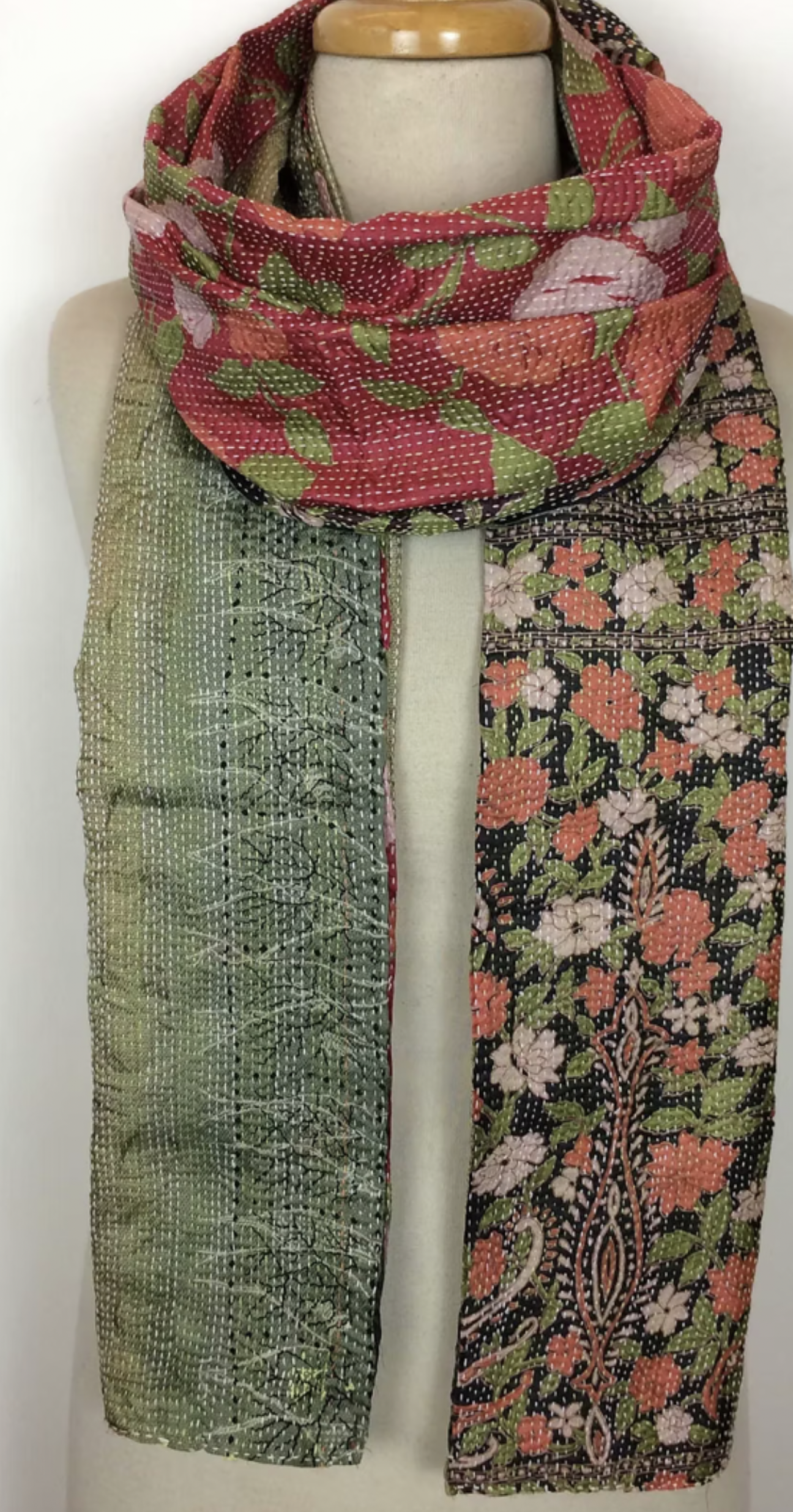 Kantha Silk Muffler - English Garden