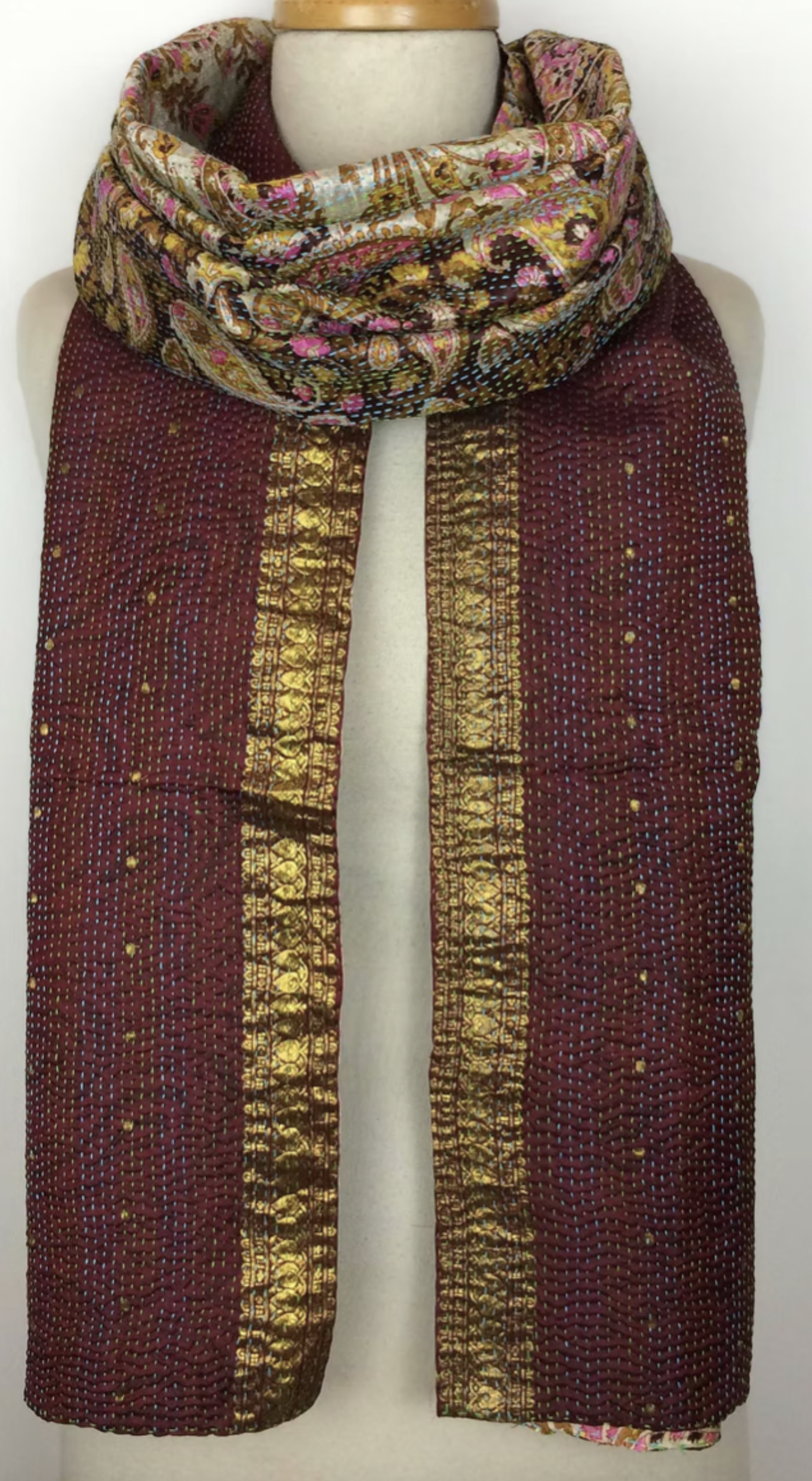 Kantha Silk Muffler - Golden Winter