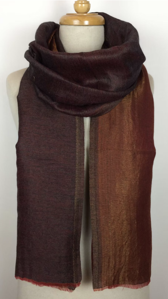 Wool Zari Scarf - RUST