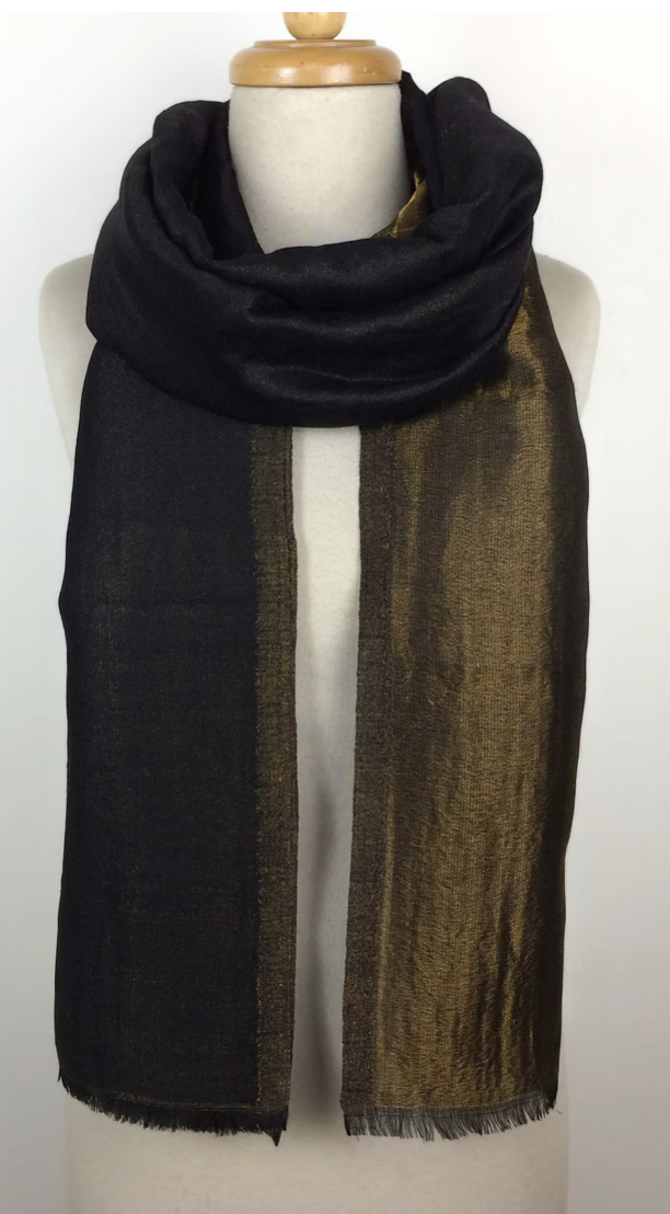 Wool Zari Scarf - GRANITE