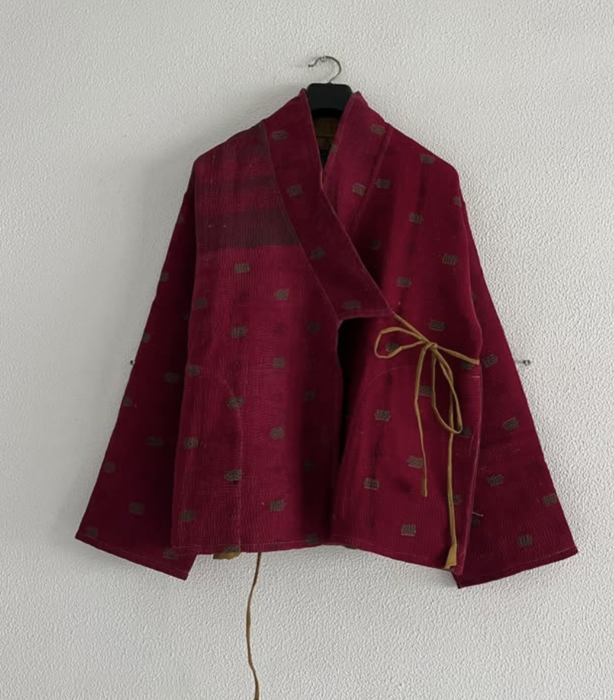 Vintage Kantha Kimono - Rich Crimson