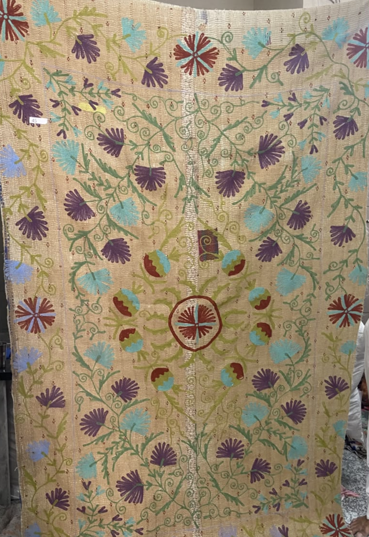 Suzani Vintage Kantha - COOL POMEGRANATE