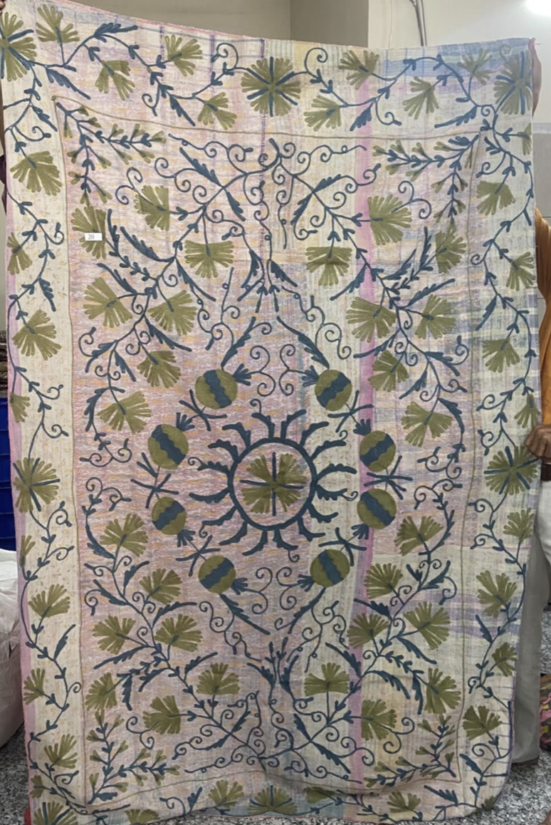 Suzani Vintage Kantha - WASABI