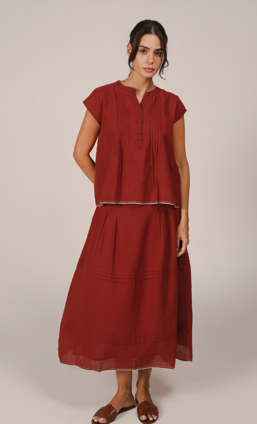 MACY COTTON SKIRT - Rust