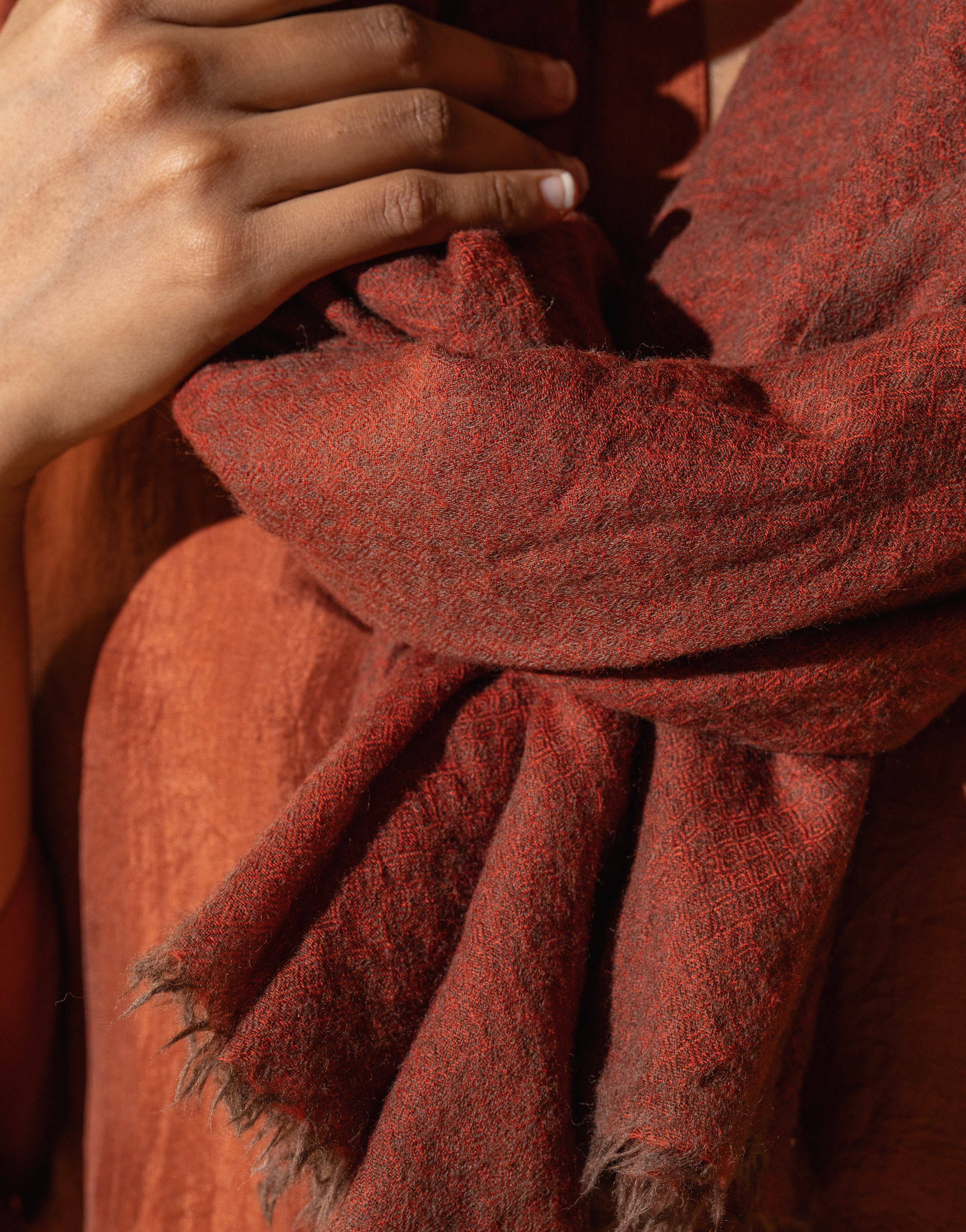 WOOLLEN SCARF - Rust