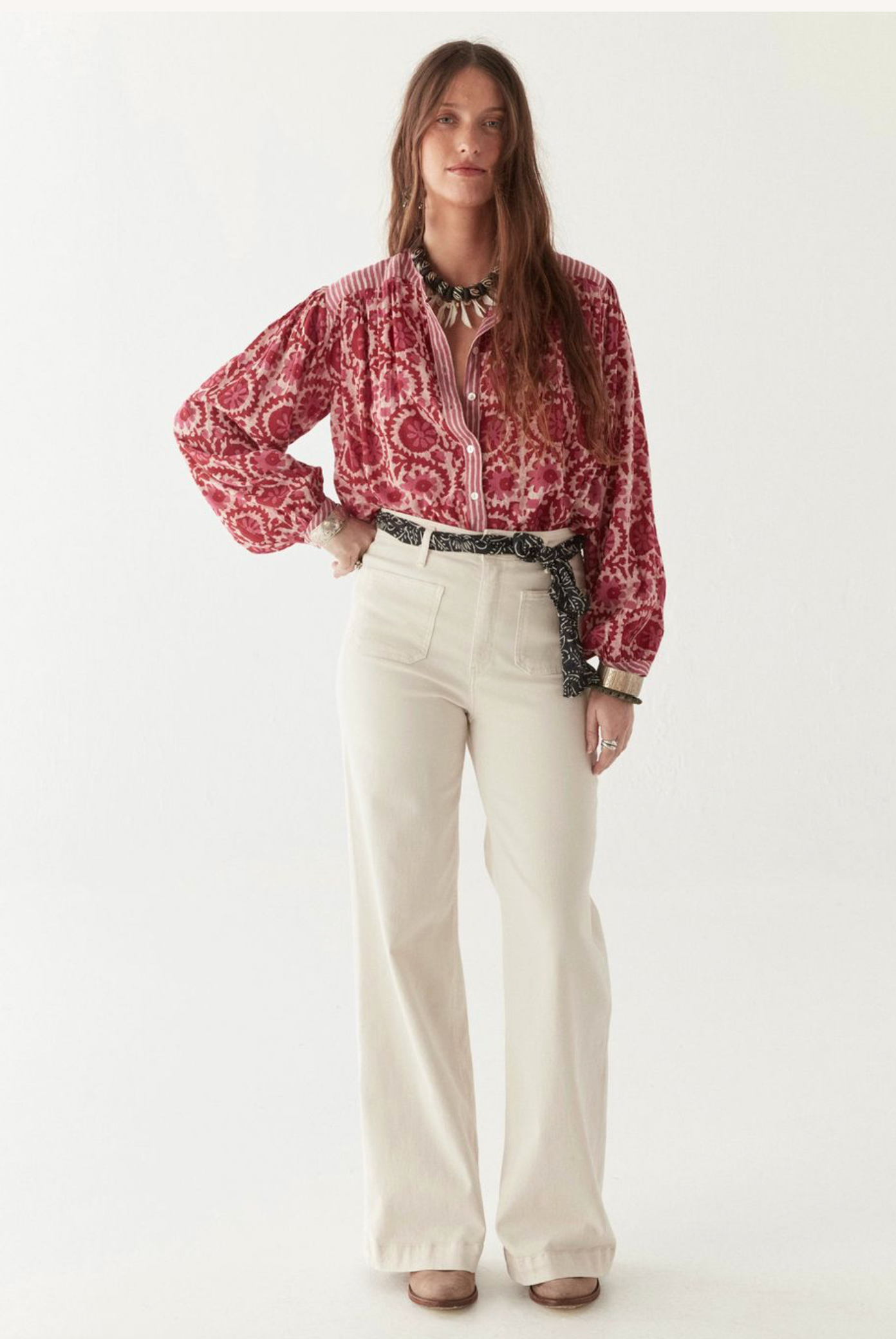 LEANDRA BLOUSE - Flamingo Grooves Hot Pink