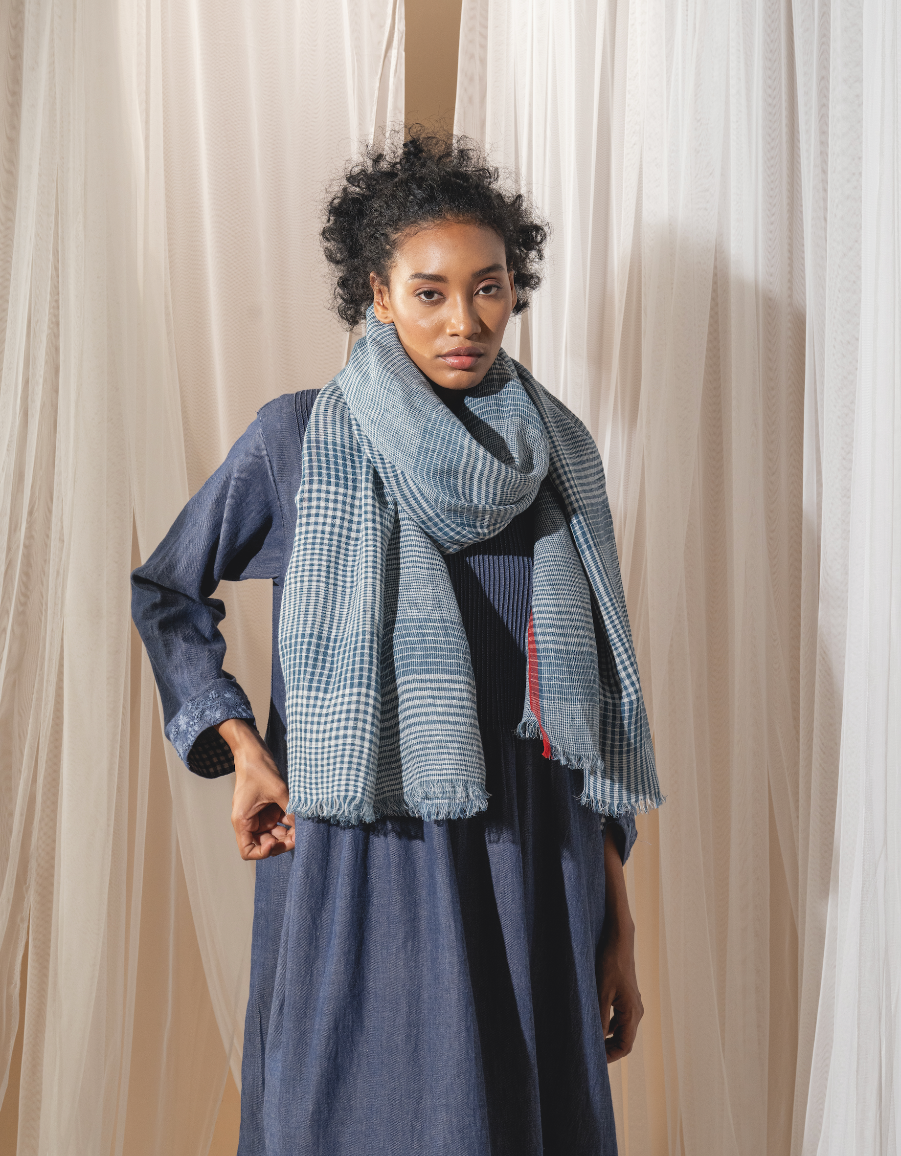 LINEN SCARF - Indigo