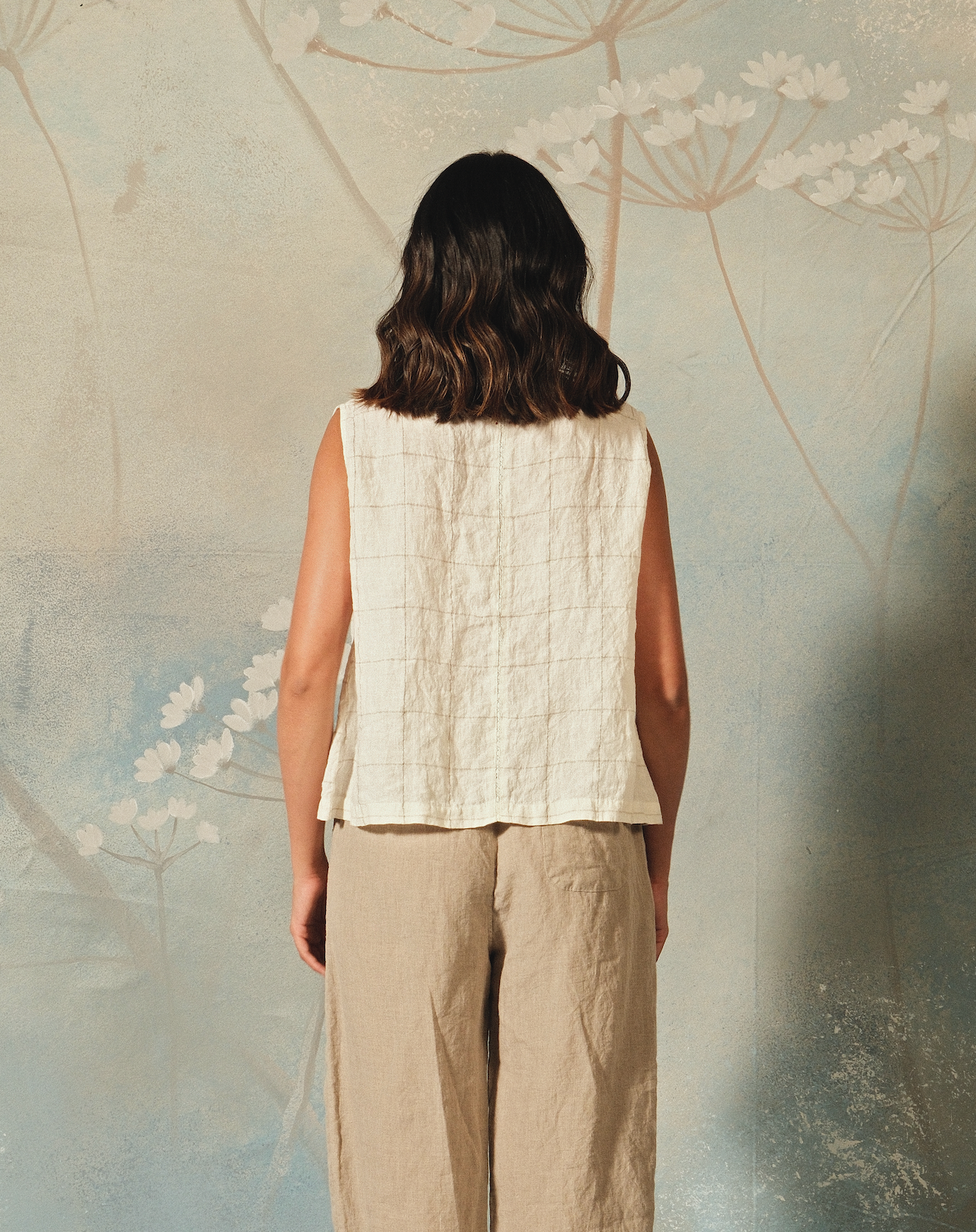 AISHANI TOP - Ivory Linen Check