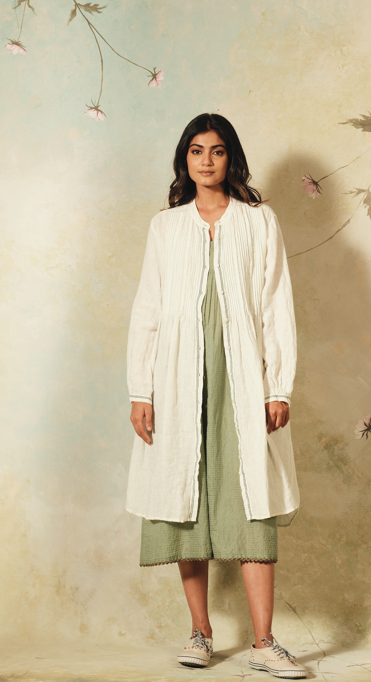 KIANA DRESS - Ivory Linen Pintuck
