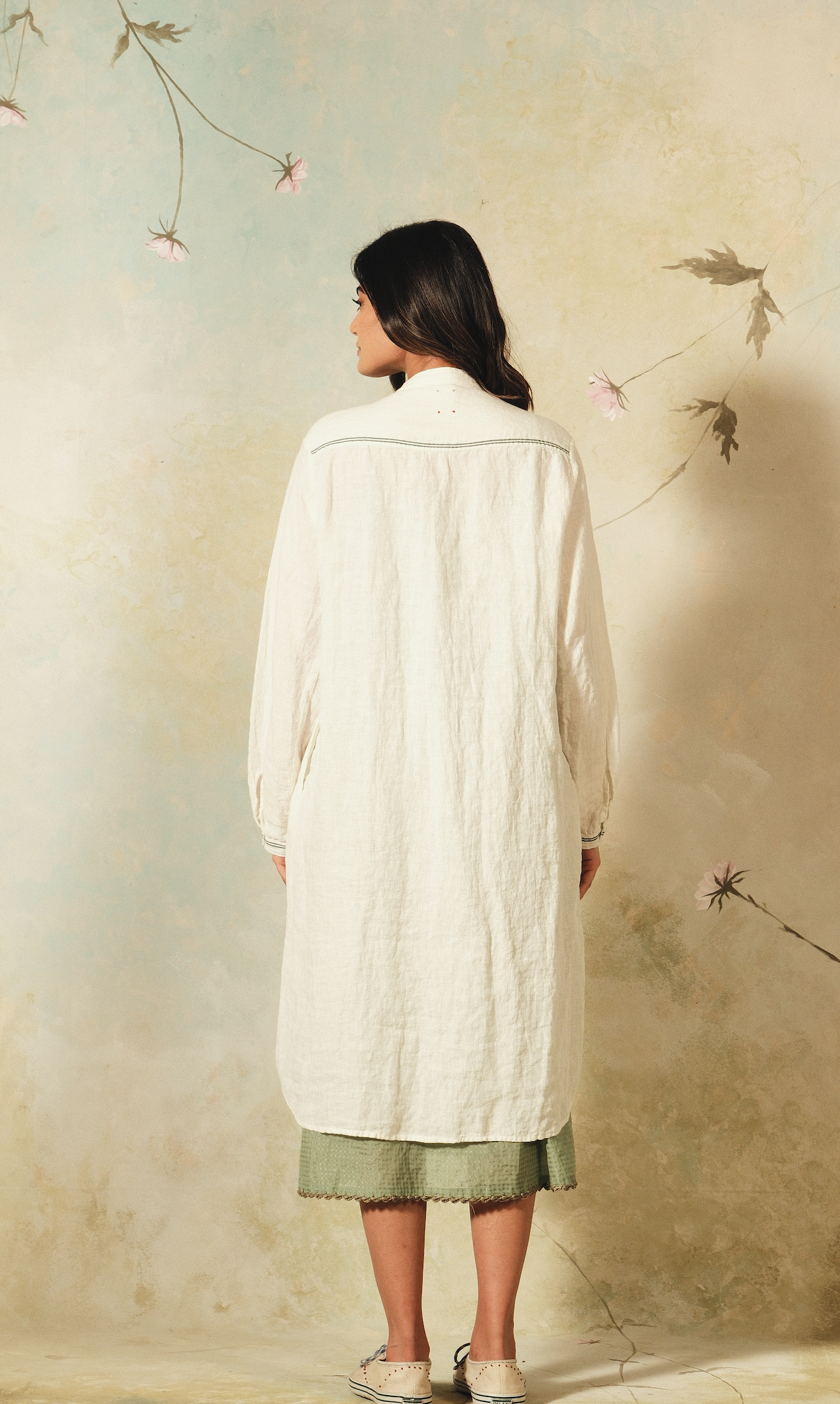 KIANA DRESS - Ivory Linen Pintuck