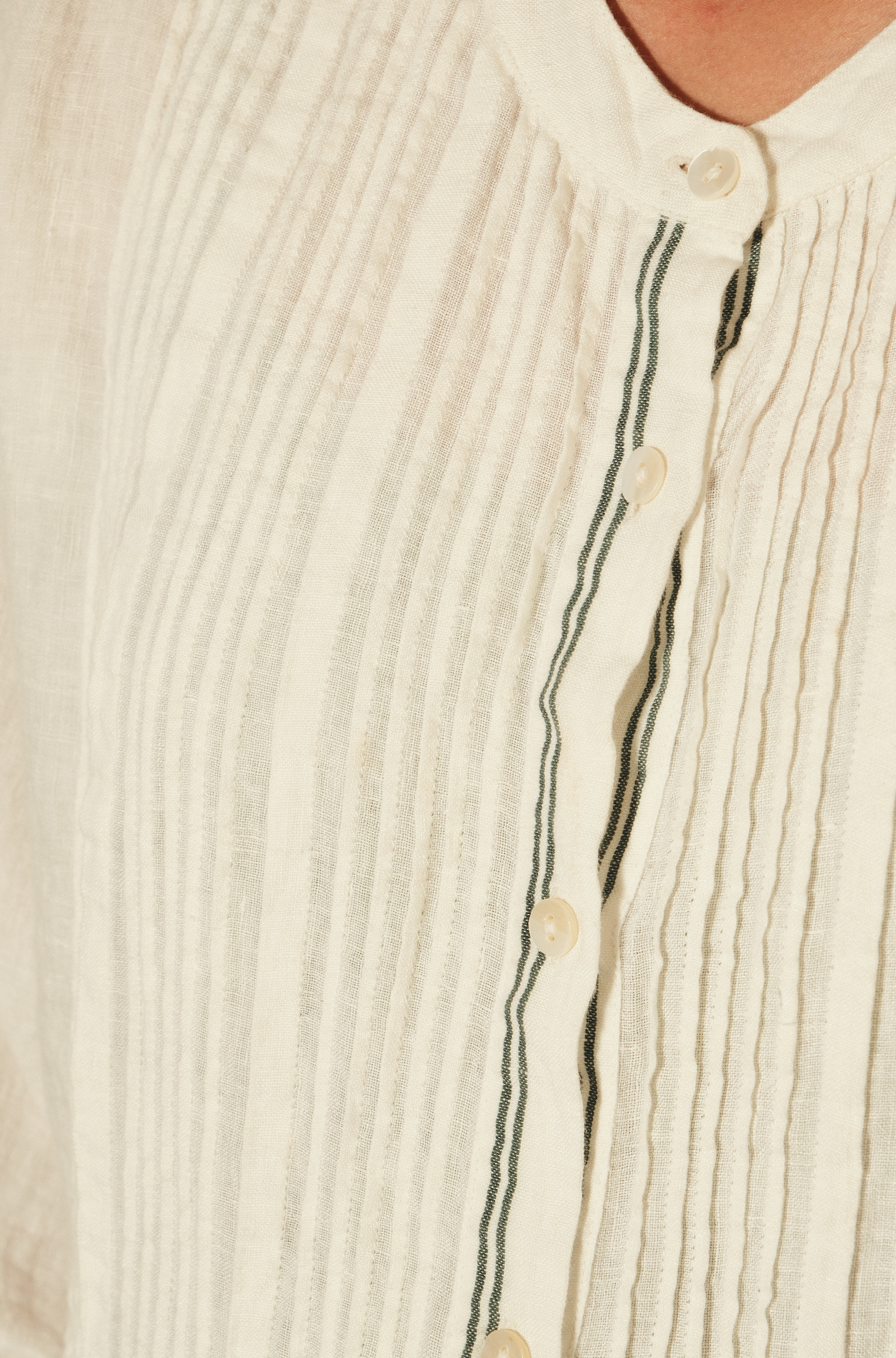 KIANA DRESS - Ivory Linen Pintuck
