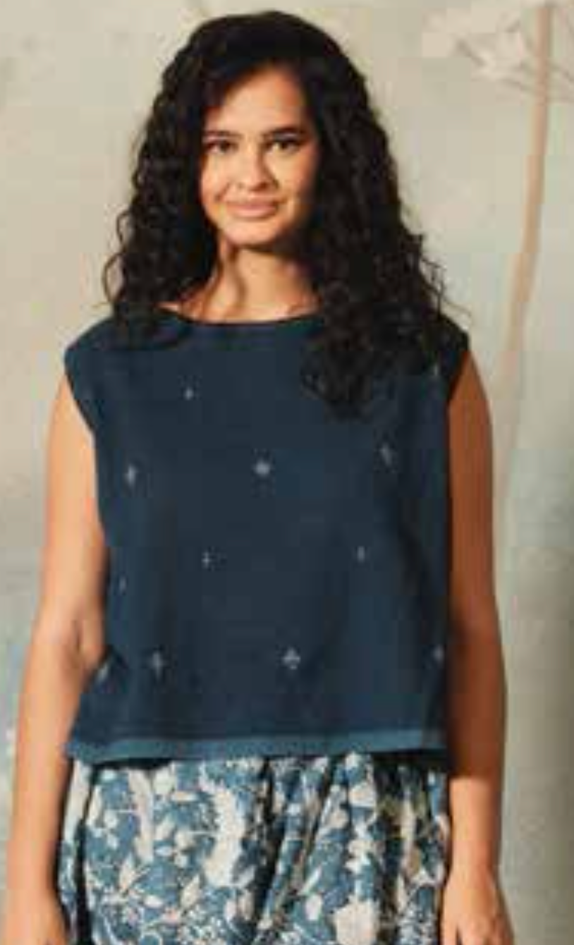 AISHANI COTTON TOP - Indigo