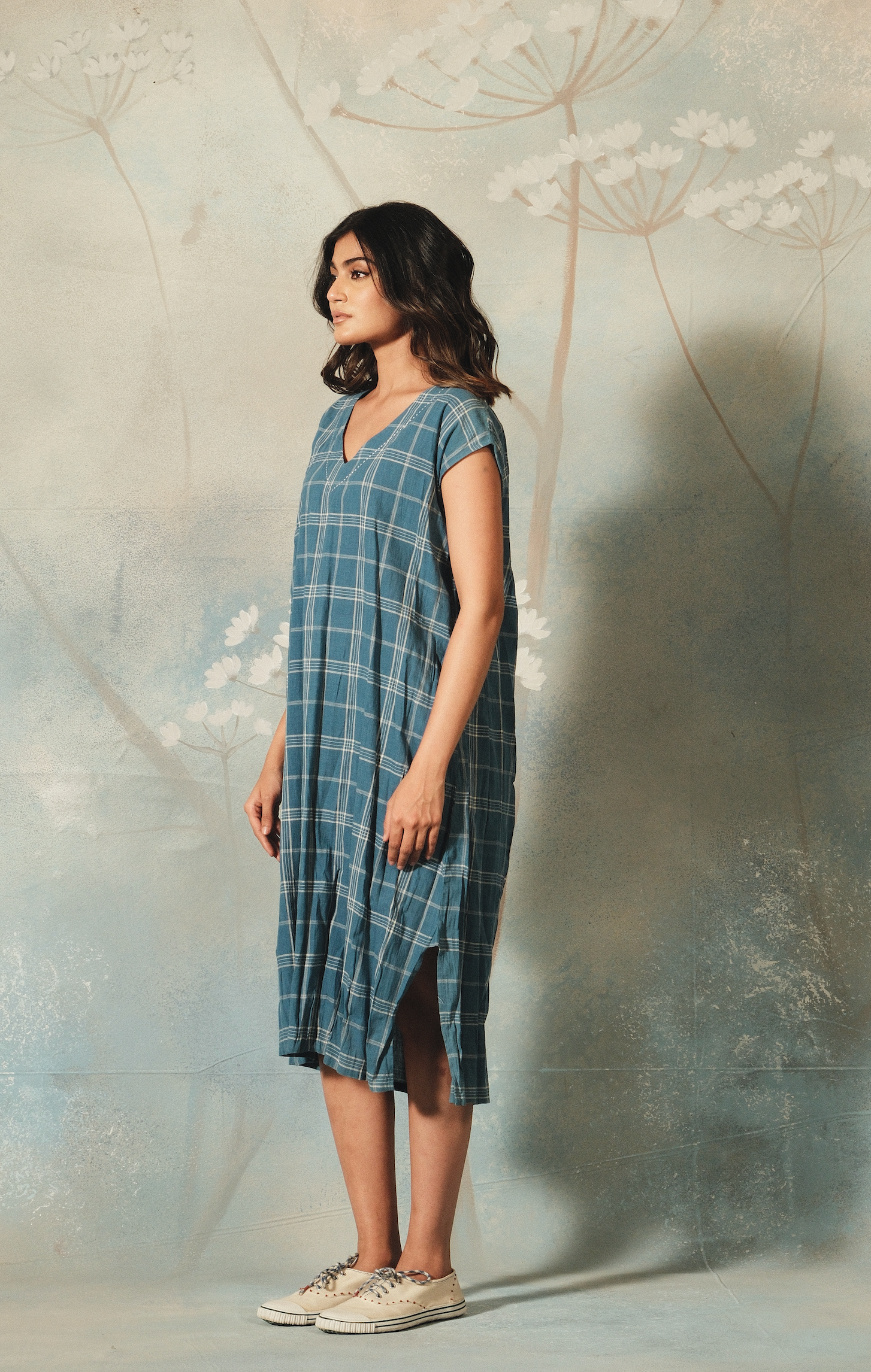 APARNA COTTON CHECK -  Blue Ashes