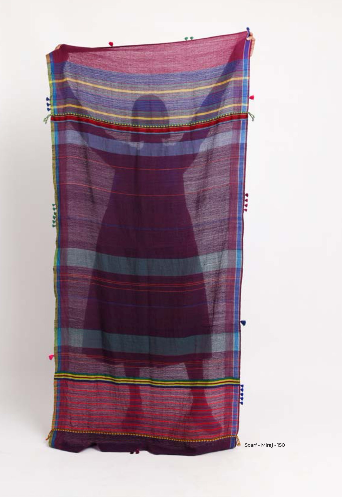 MIRAJ 150 Woollen Scarf - Grape Stripe