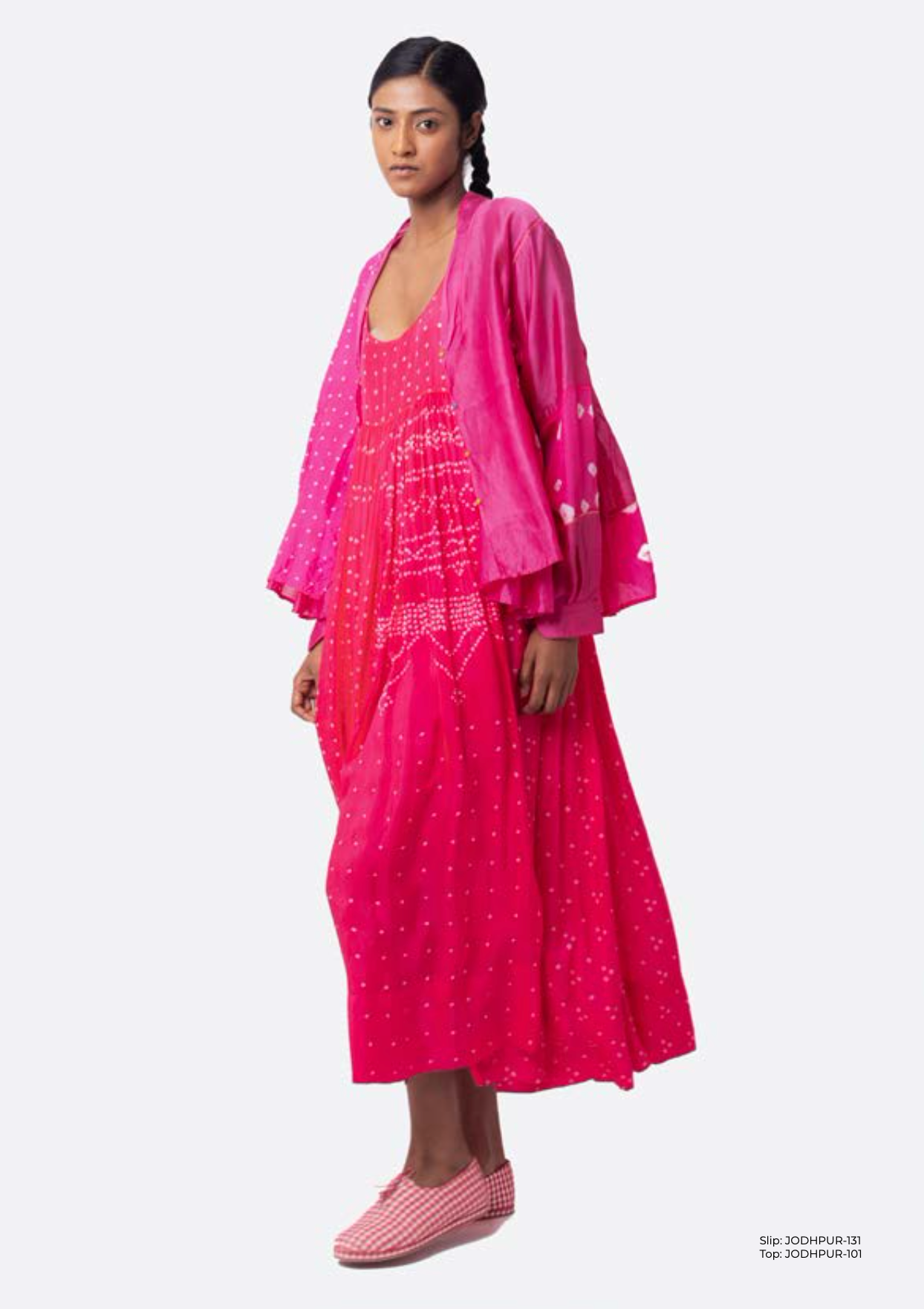 JODHPUR  101 - Silk Bandhani Pink Top