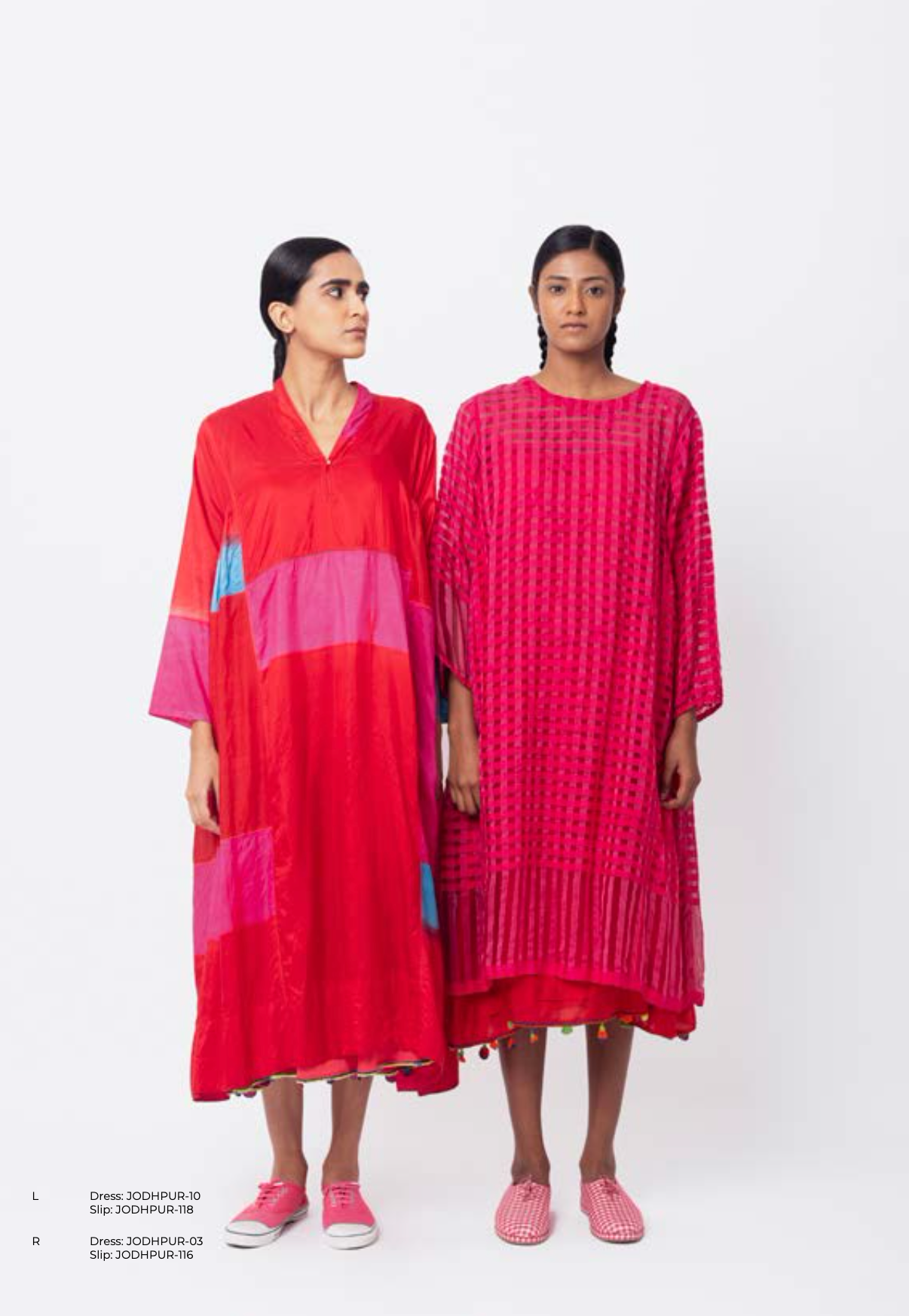 JODHPUR 10 - Pink + Neon Blue Silk Dress