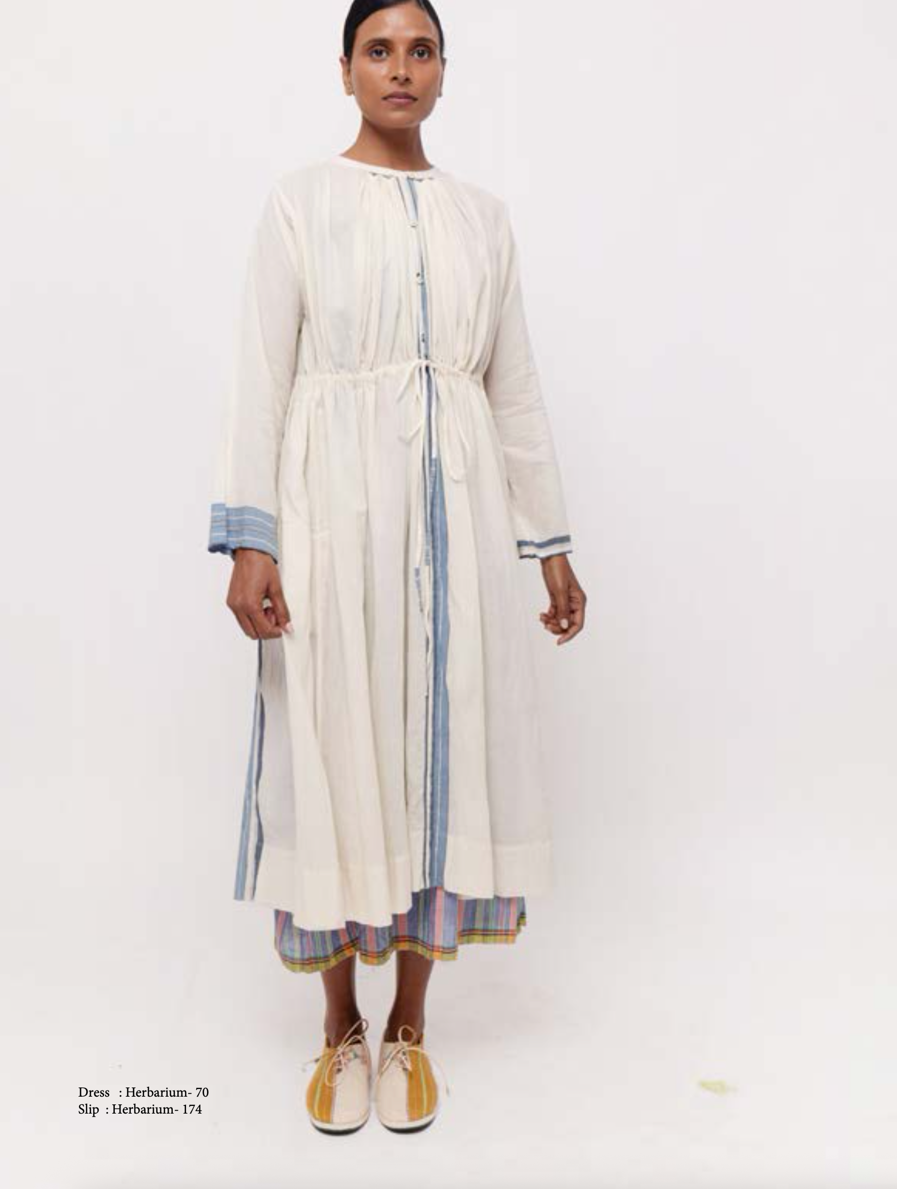 Herbarium 70 Cotton Stripe Dress - INDIGO SMOCK