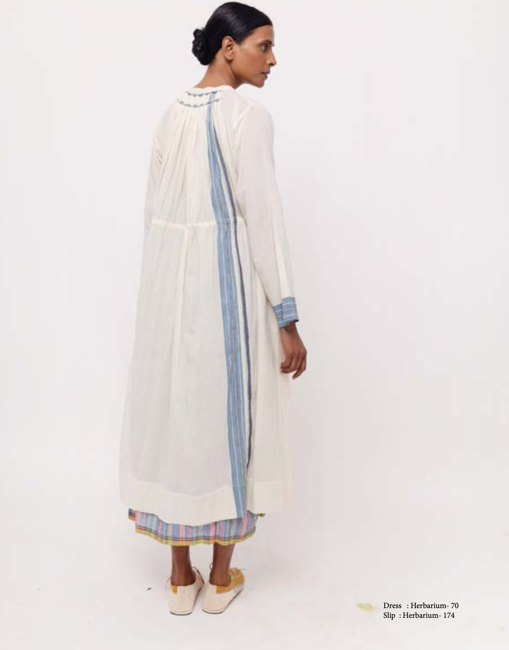 Herbarium 70 Cotton Stripe Dress - INDIGO SMOCK