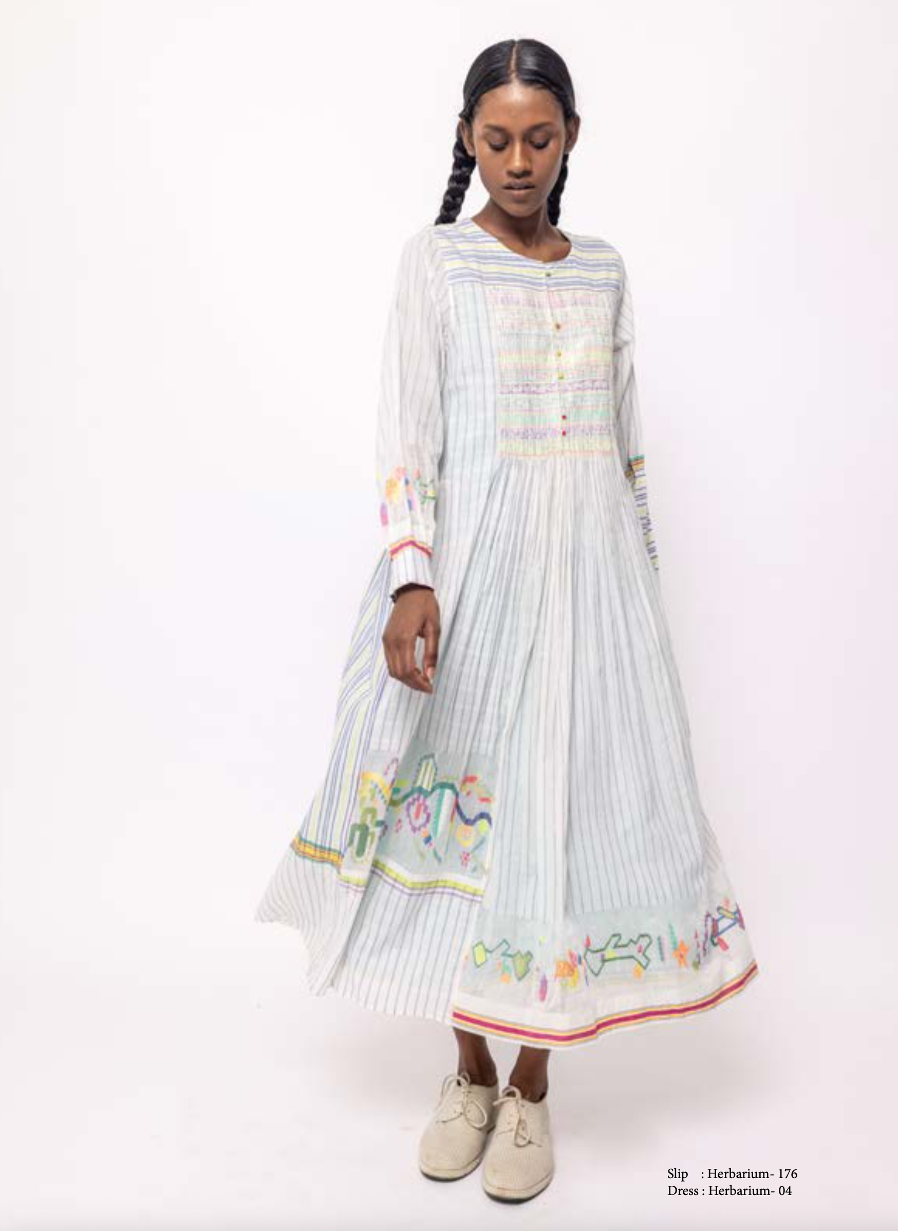Herbarium 04 Jamdani Cotton Dress - PINSTRIPE