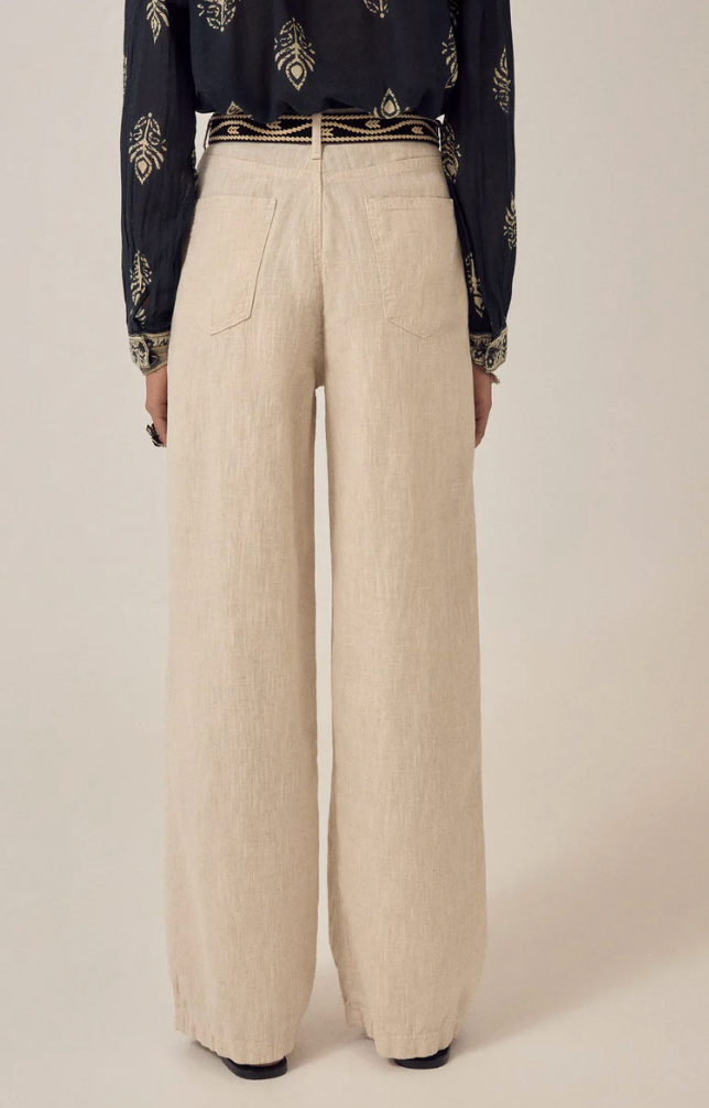 MARINA RUSTIC LINEN PANT - Sand