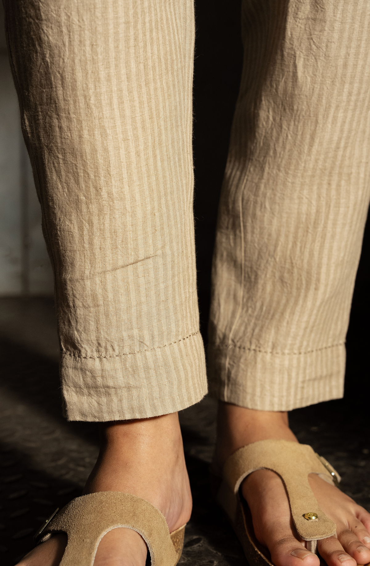 ROOMA LINEN PANTS - Dune Stripe