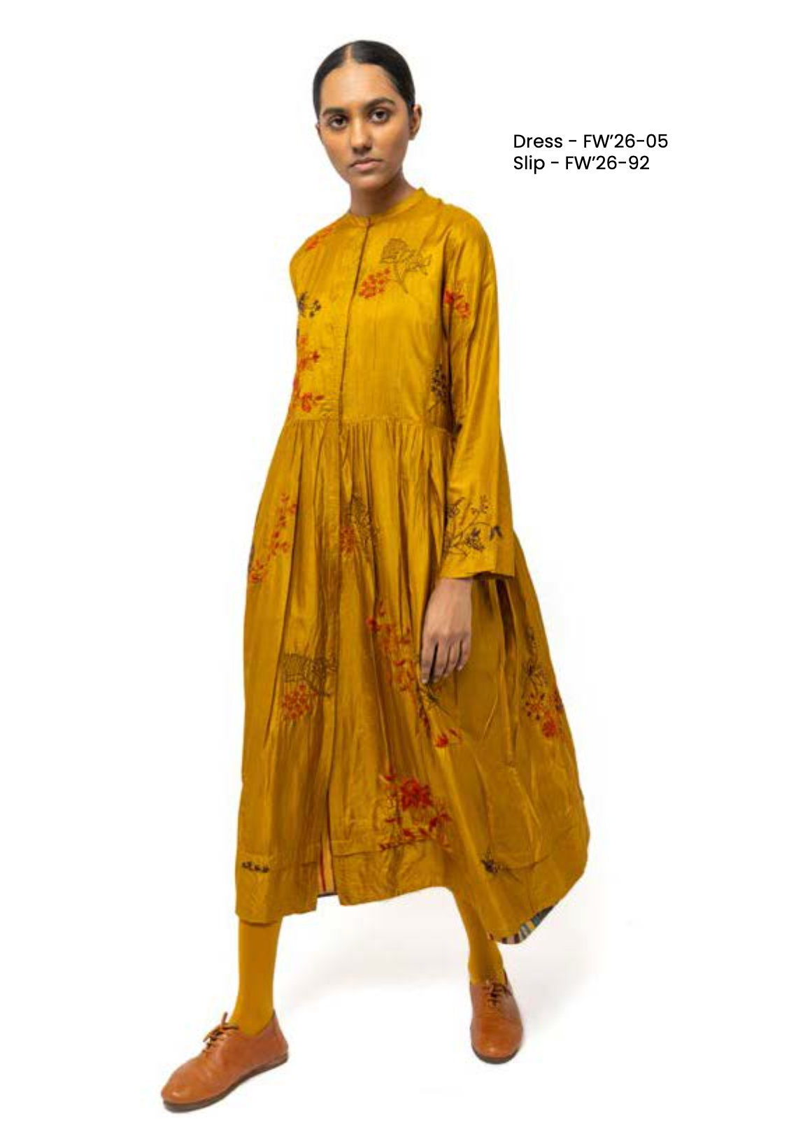 NAOMI Silk Dress - Chikankari Botanical