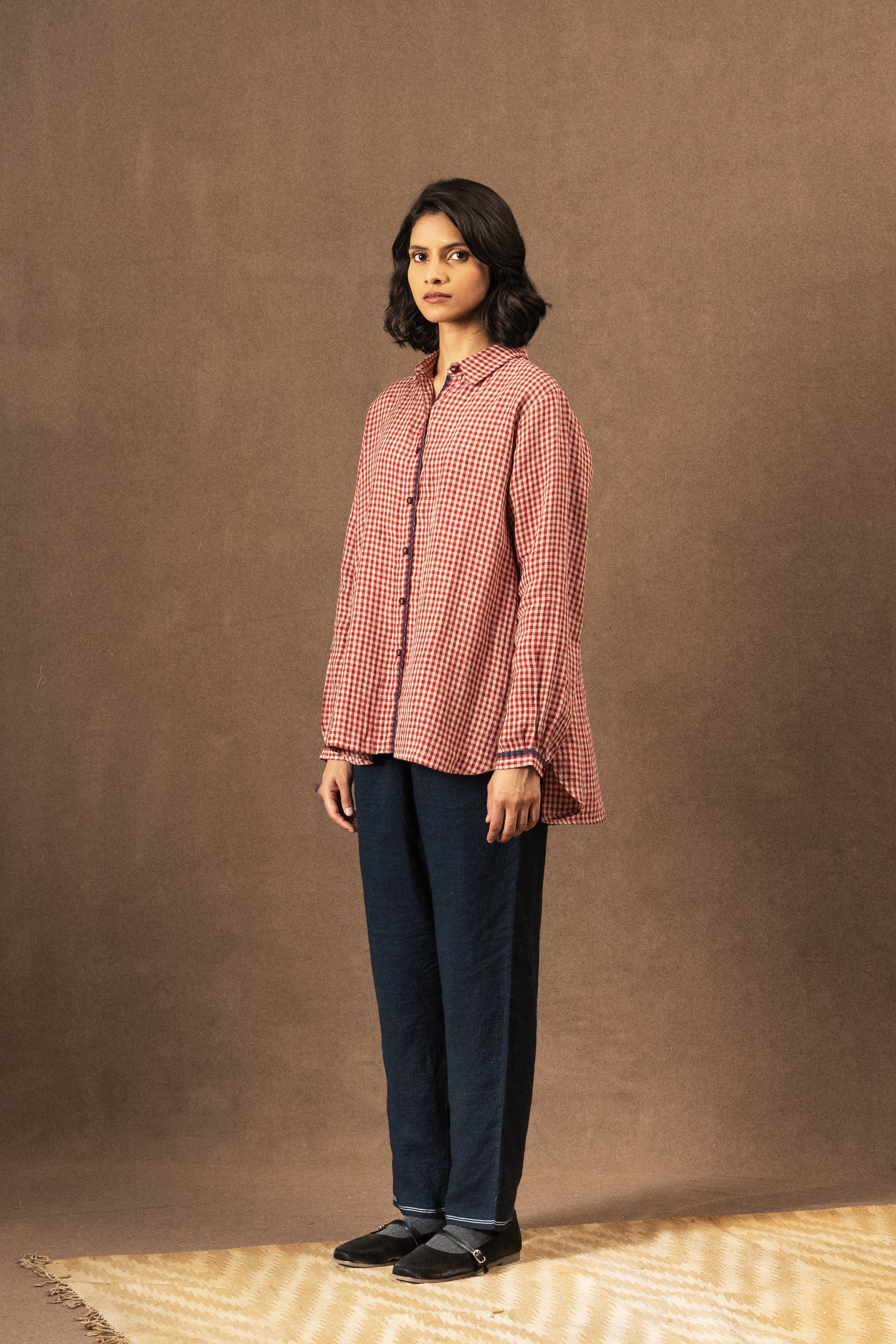 DEVESHI LInen Shirt - Crimson Check