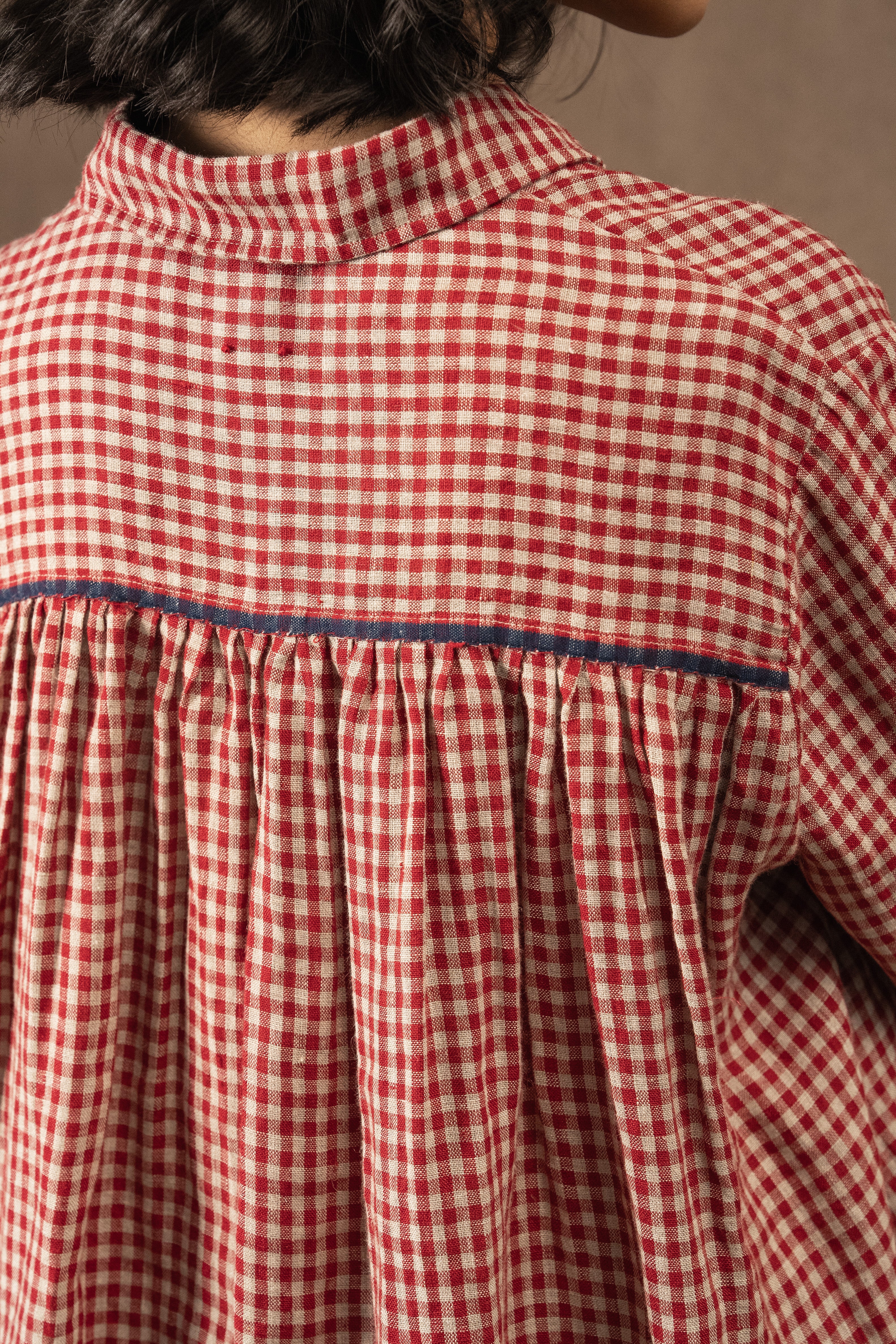 DEVESHI LInen Shirt - Crimson Check