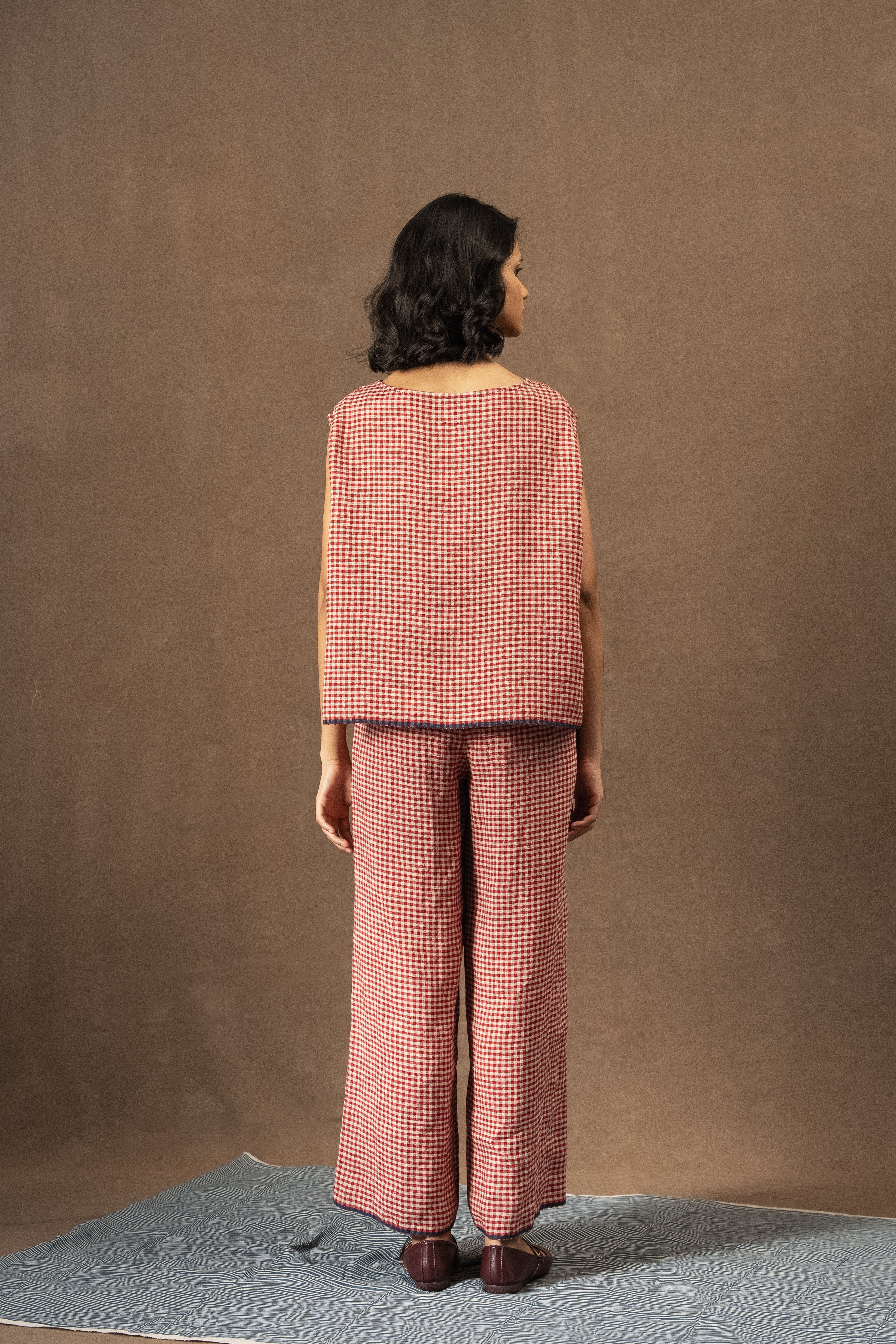 DITYAA Linen Pants (Long) - Crimson Check