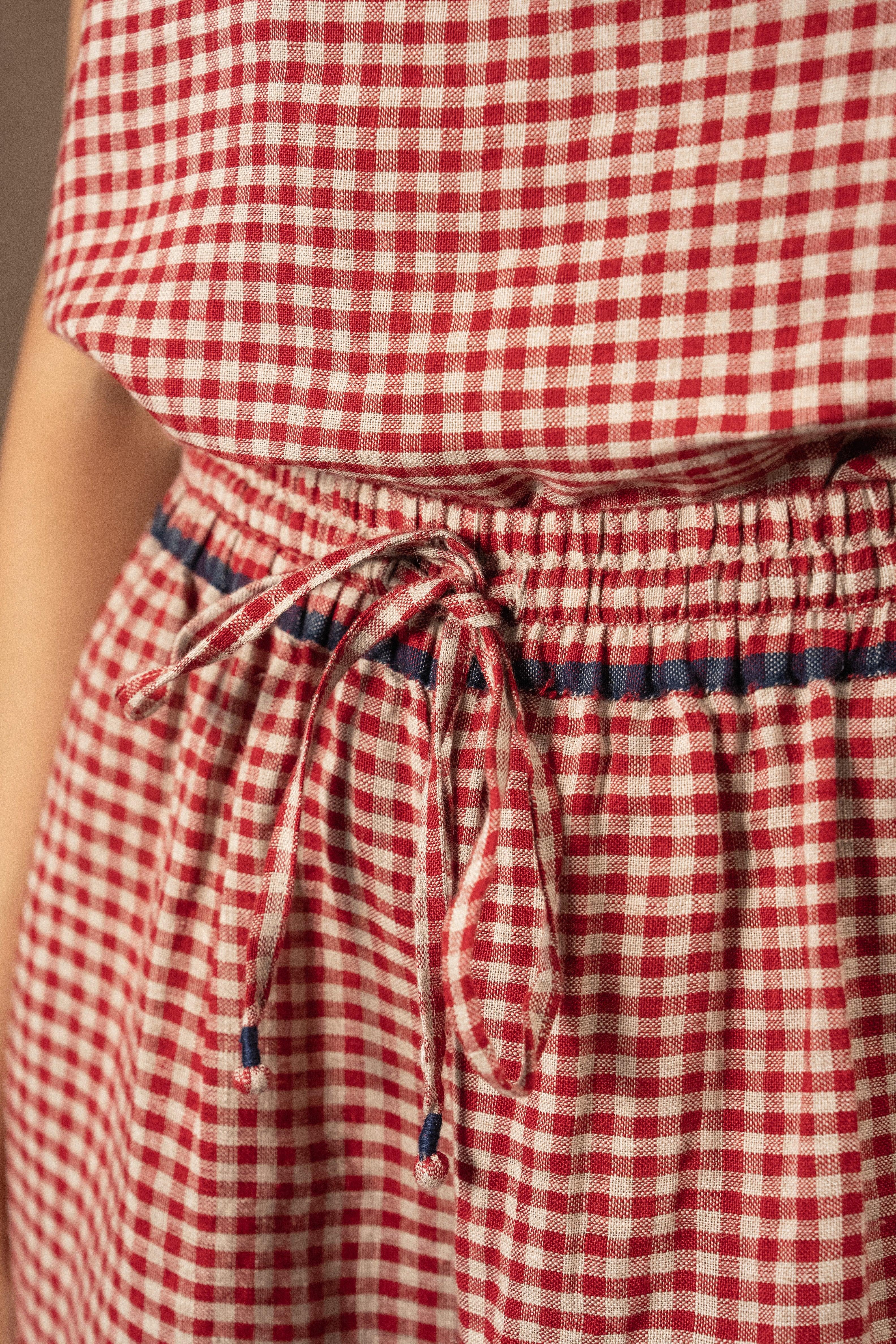 DITYAA Linen Pants (Long) - Crimson Check