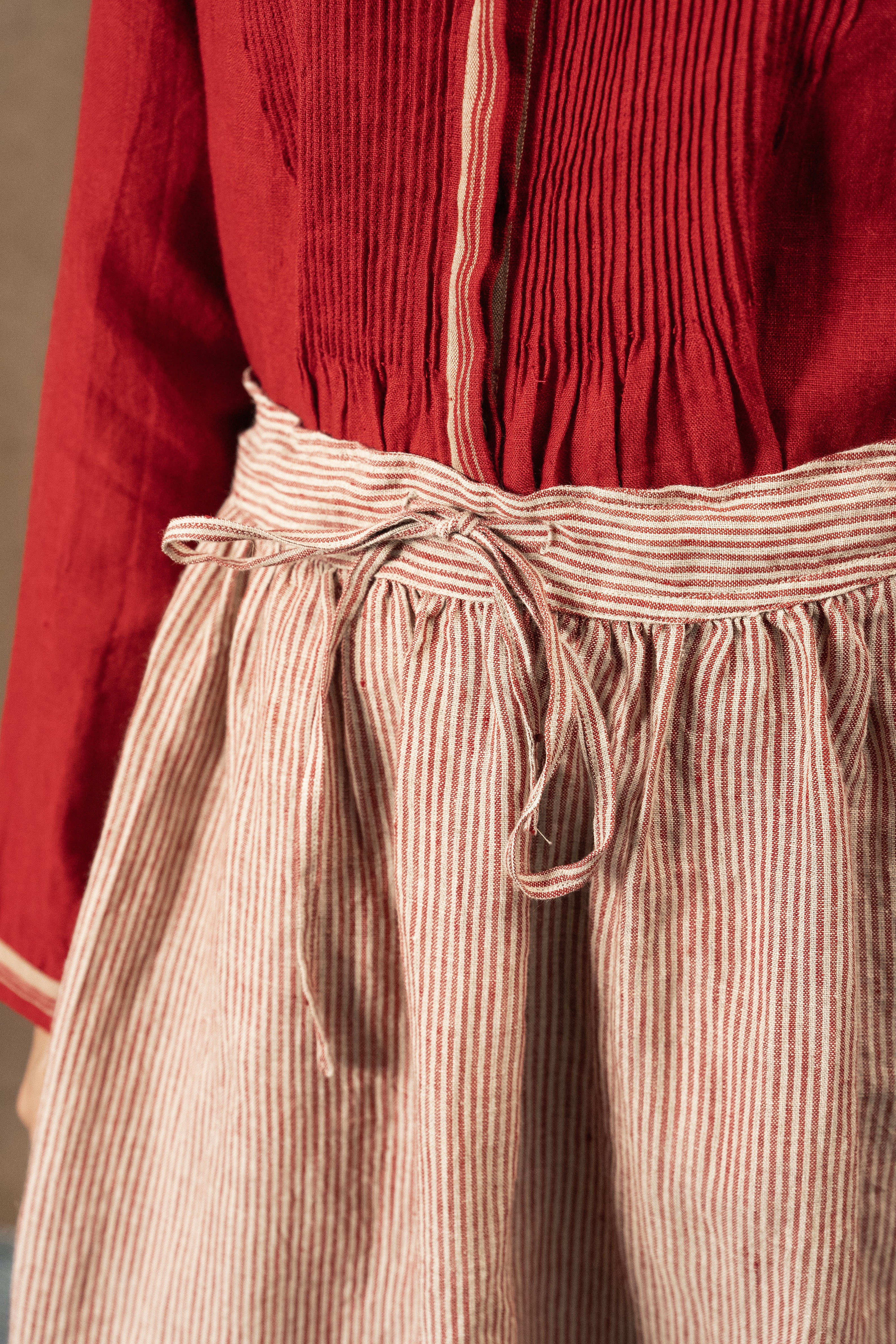 ISHA LINEN SKIRT - Crimson Stripe