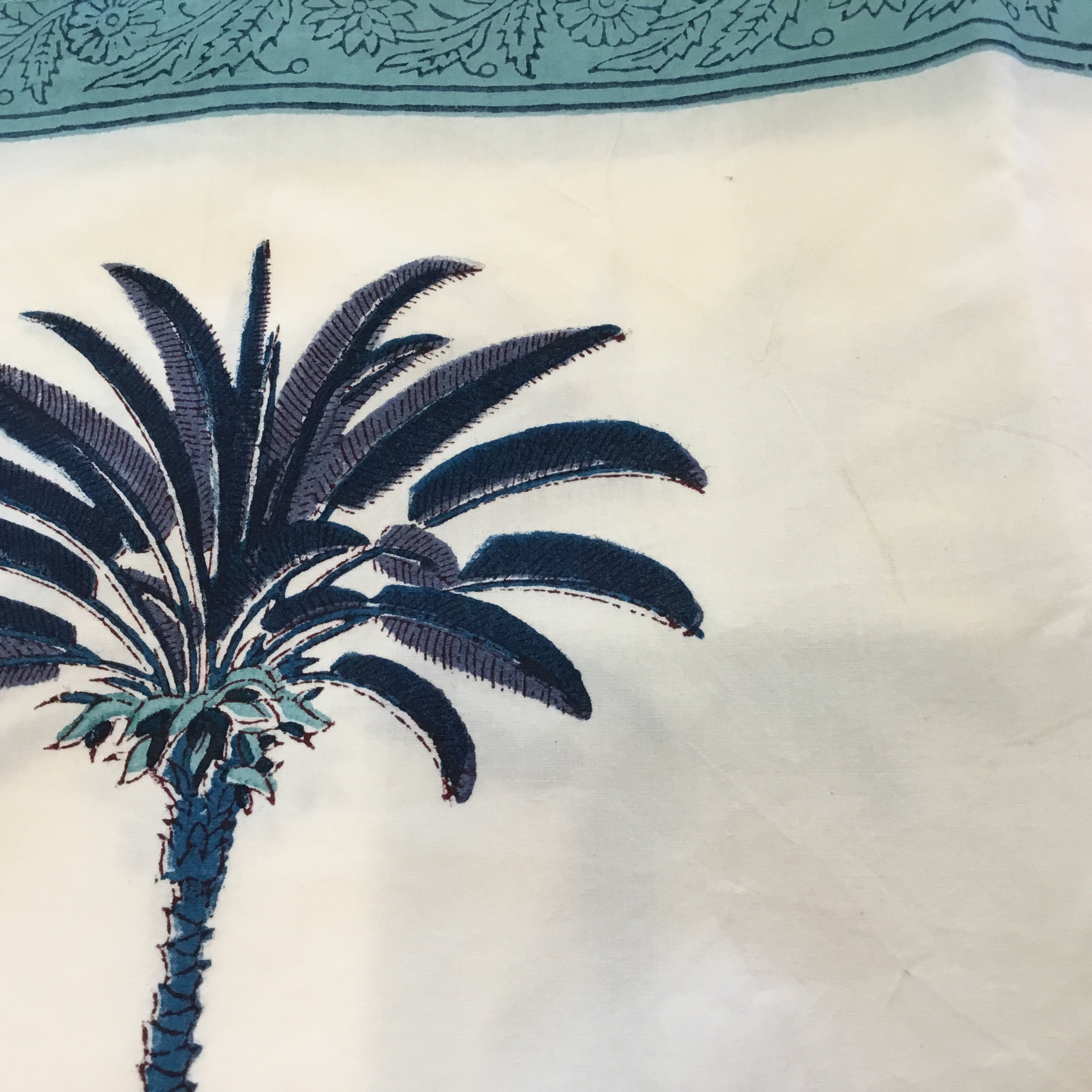 Block Printed Cotton Sheet - BLUE BOTANICAL