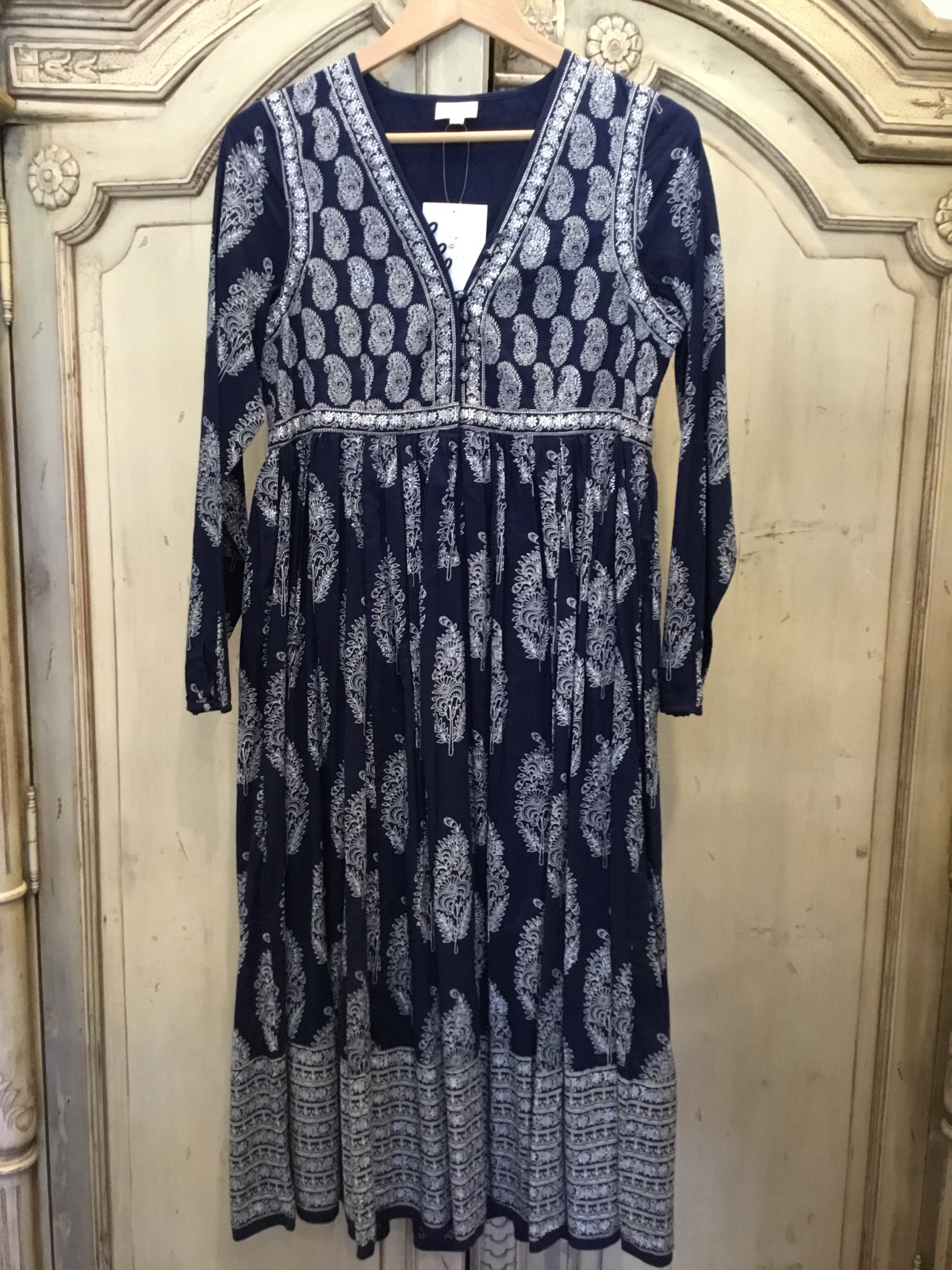 ANOKHI MUGHUL DRESS - INDIGO SILVER