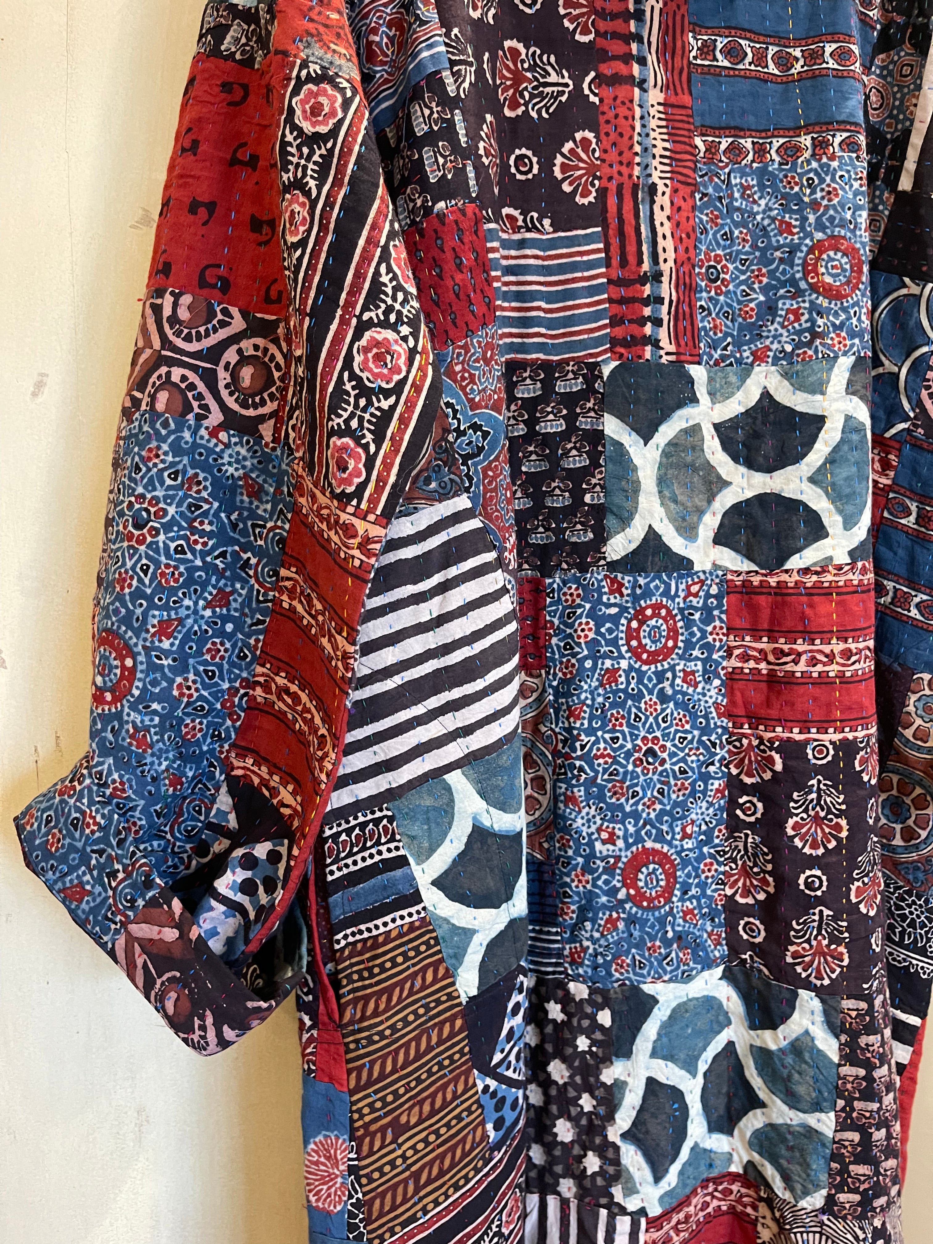 Ajrakh blockprinted cotton patchwork jacket