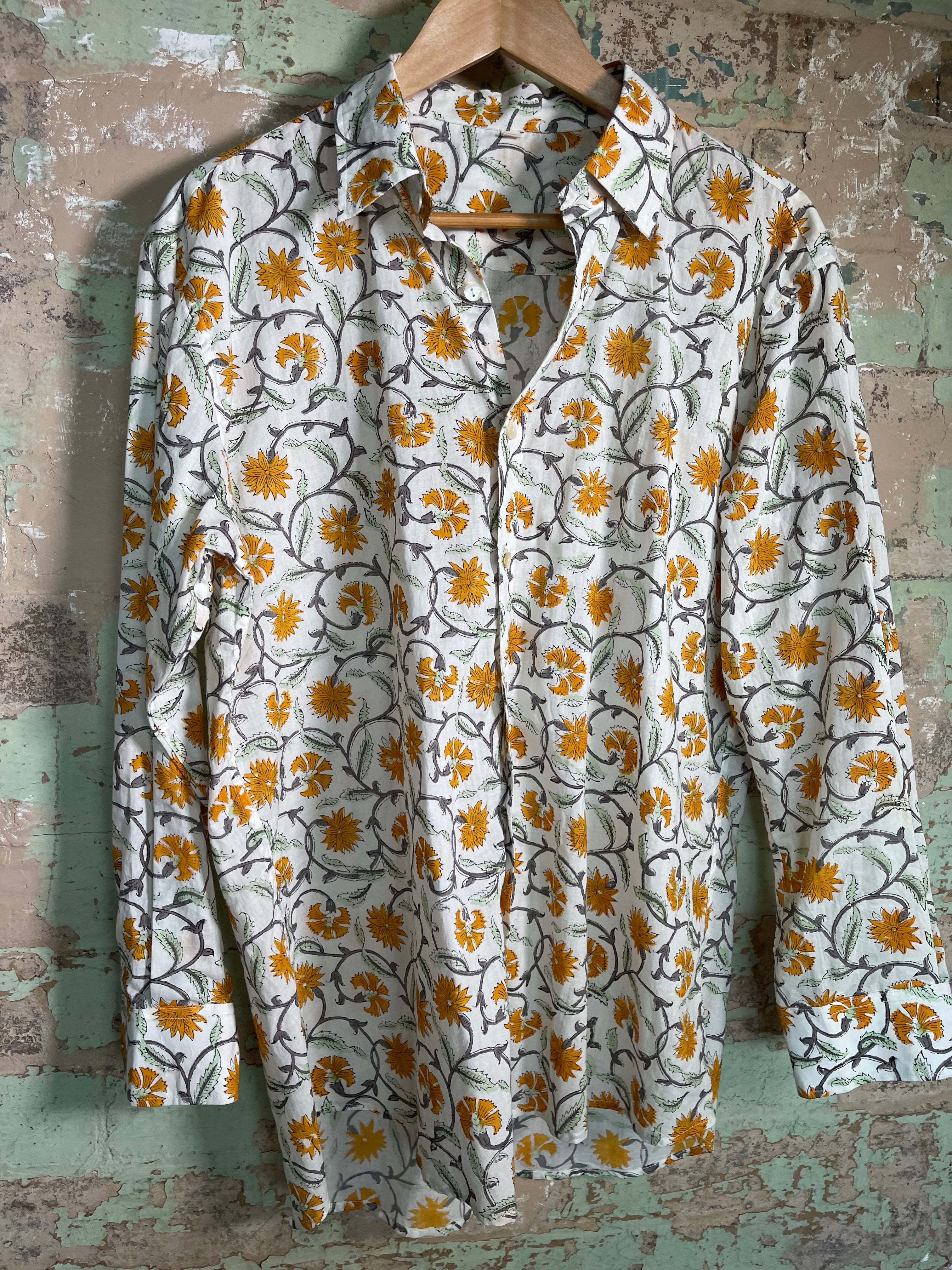 Handblock Printed Mens/Unisex Shirt - Bushland