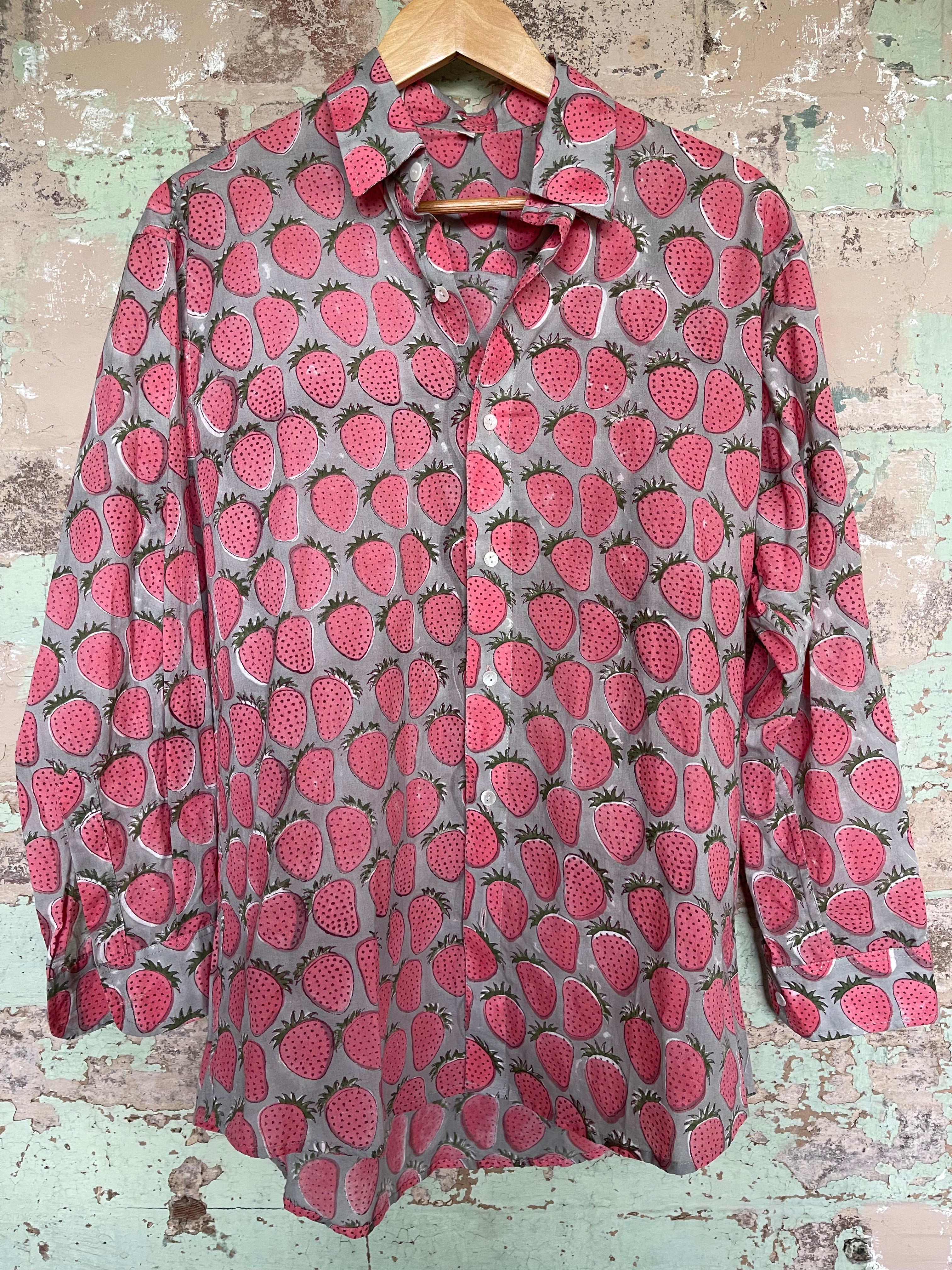 Handblock Printed Mens/Unisex Shirt - Fruitful