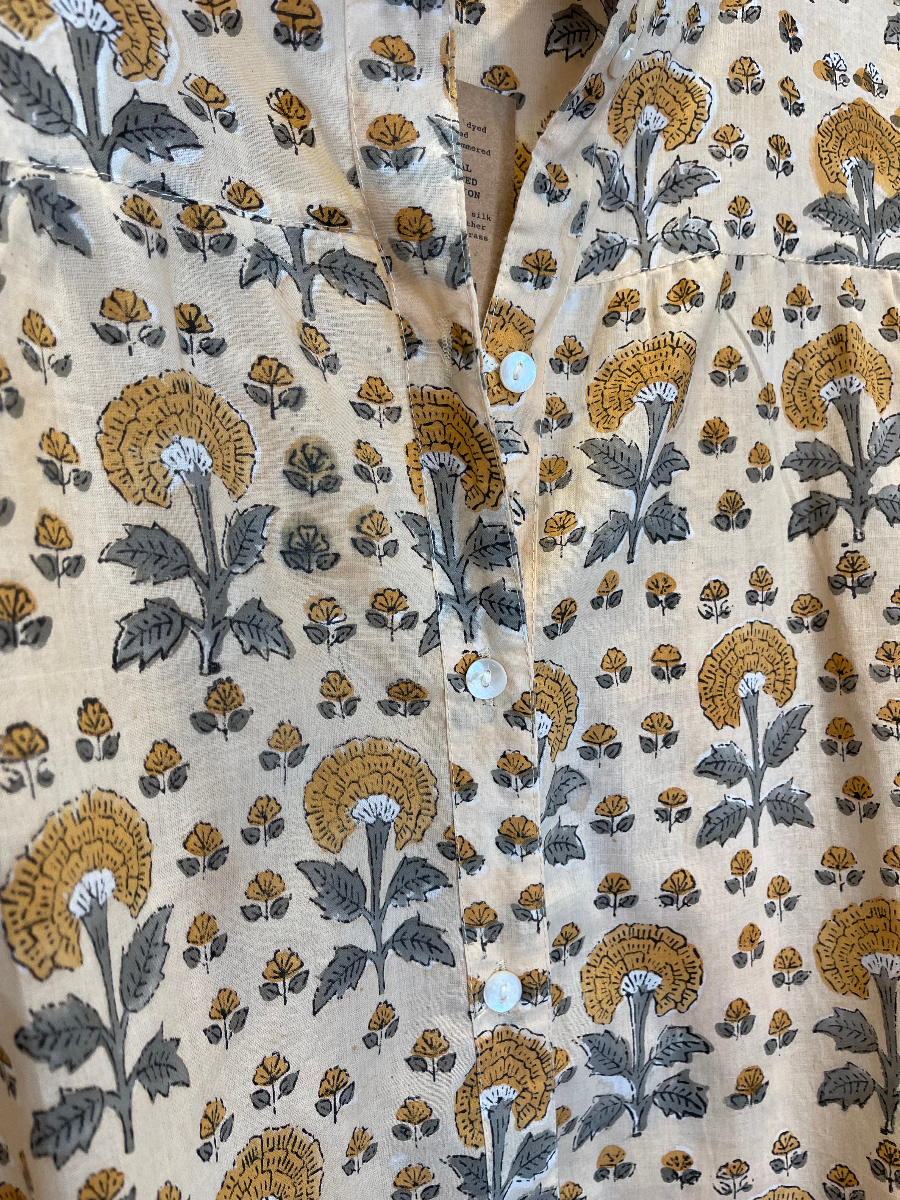 Handblock Printed Blouse -  MARIGOLD