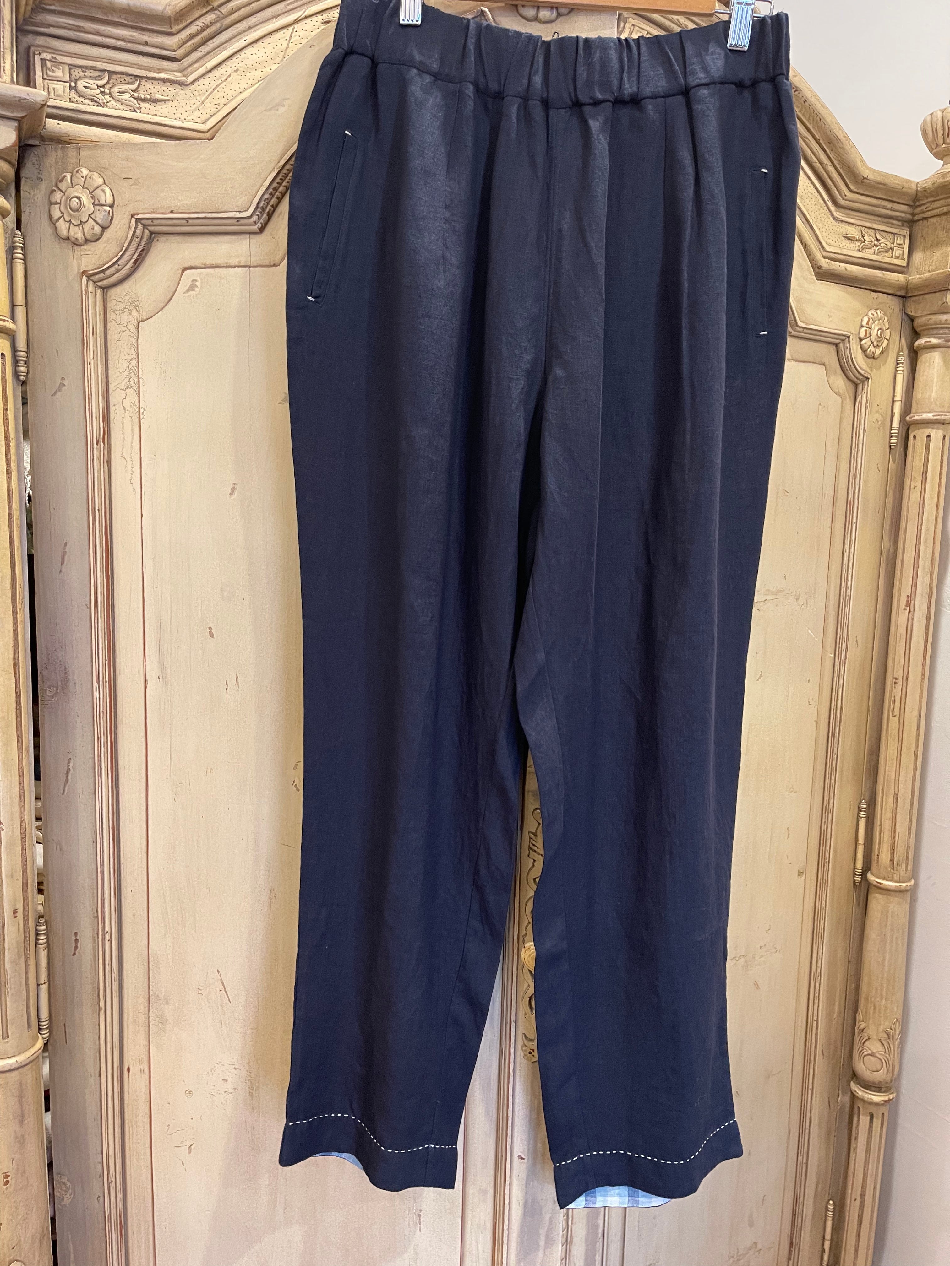 ROOMA LINEN PANTS - GRAPHITE