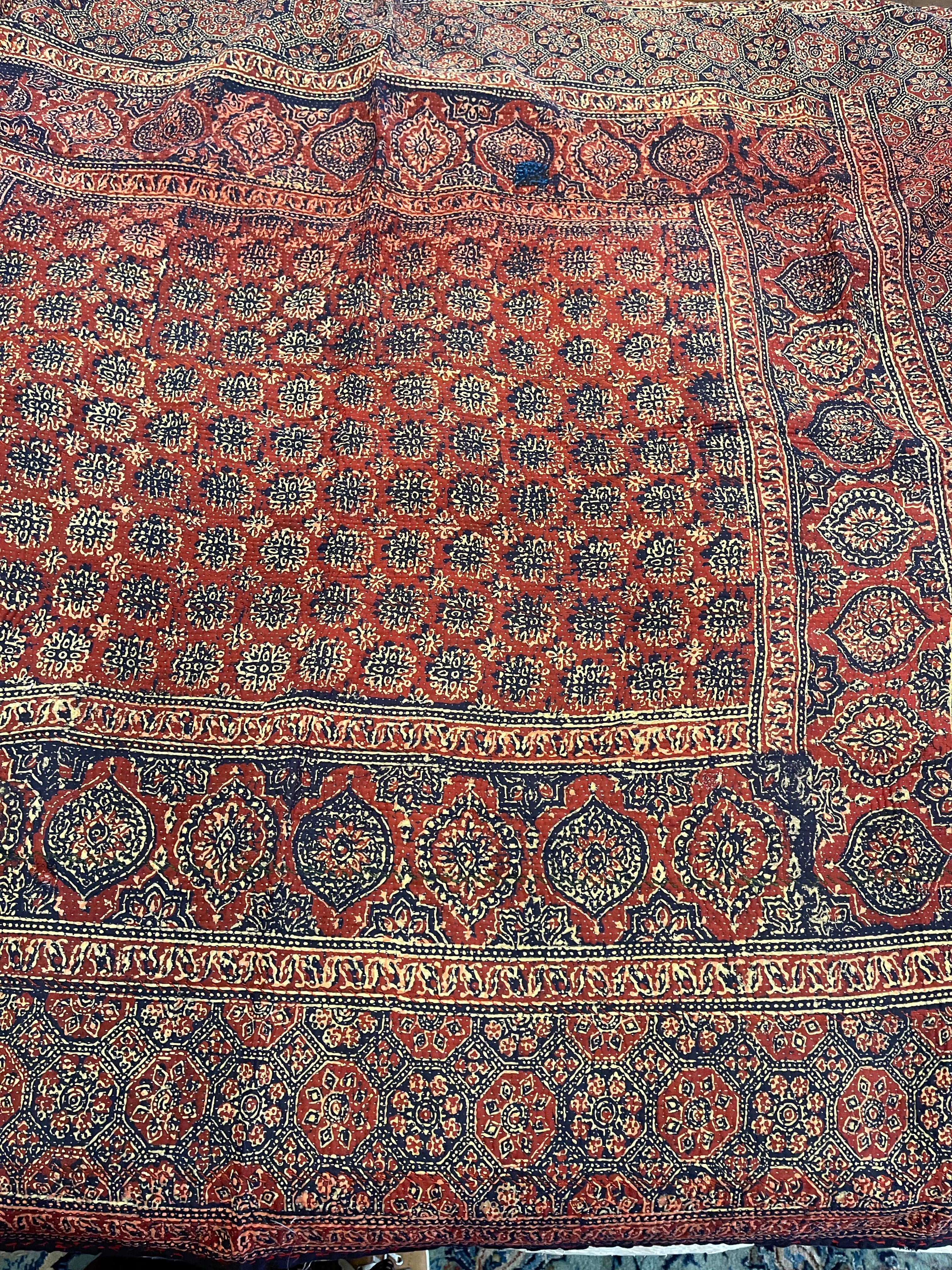 VINTAGE KANTHA - AJRAKH INK SKY