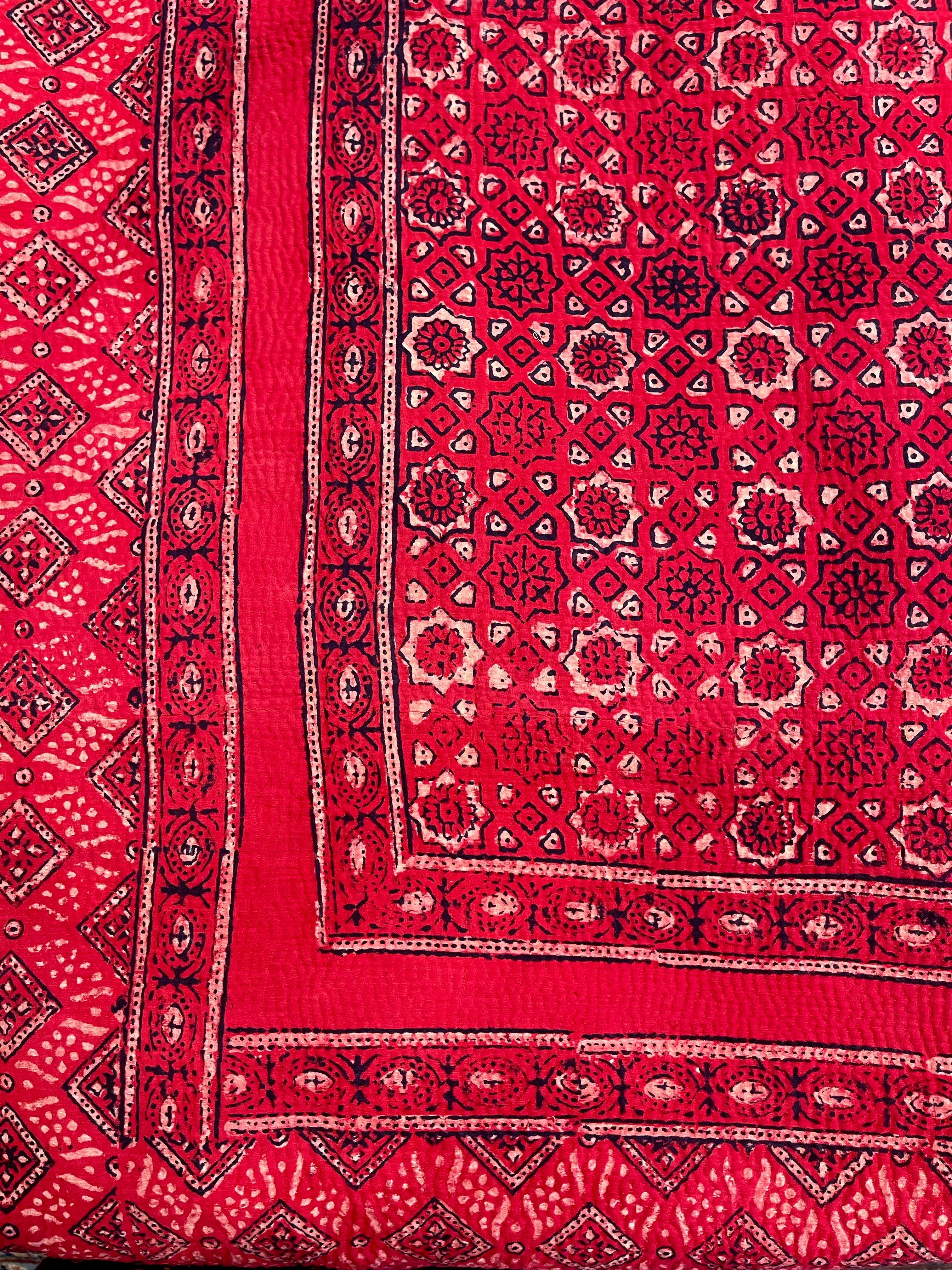 VINTAGE KANTHA - AJRAKH STAINED GLASS IN RED