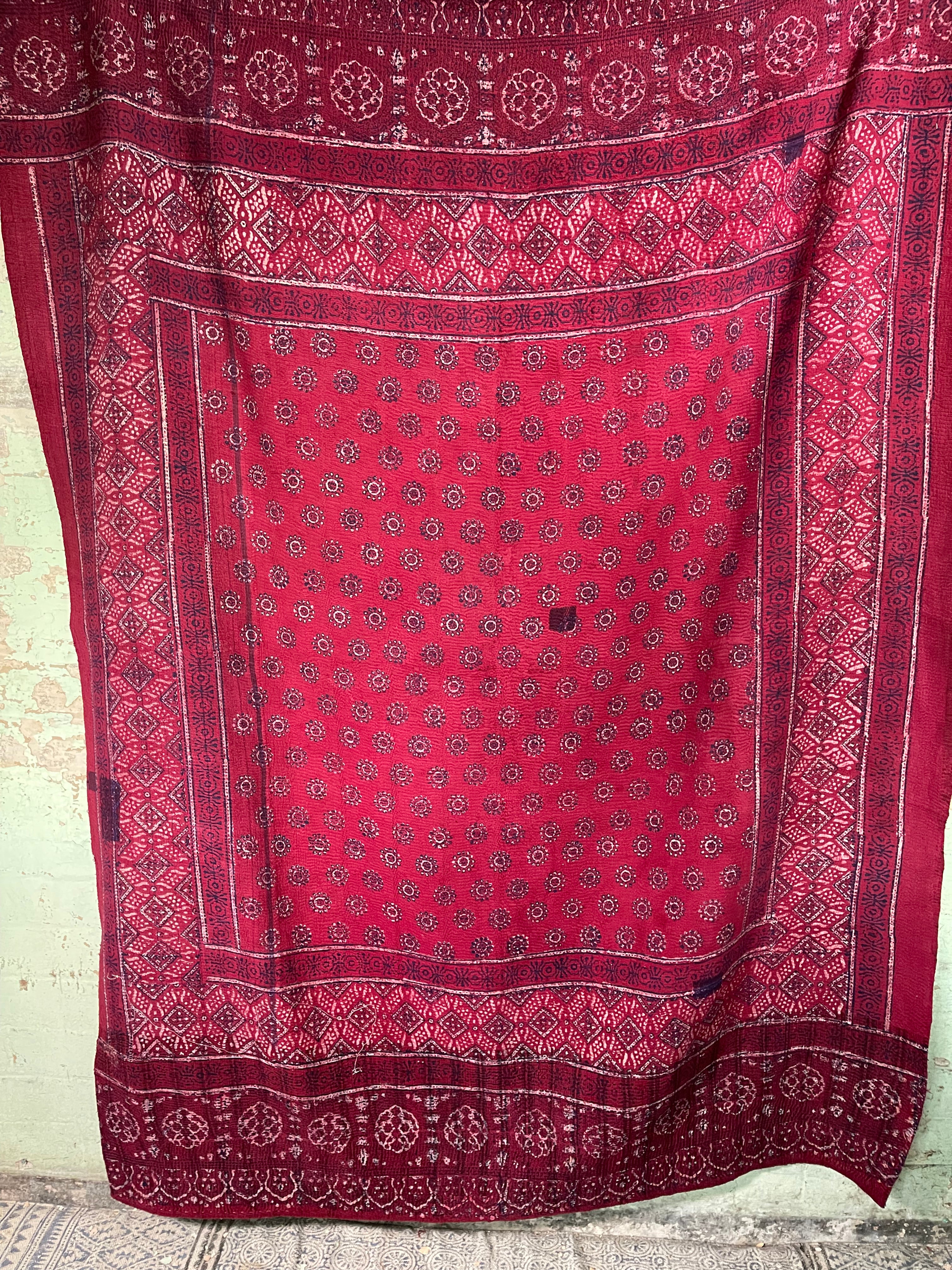 VINTAGE KANTHA - AJRAKH MADDER MEDALLIONS