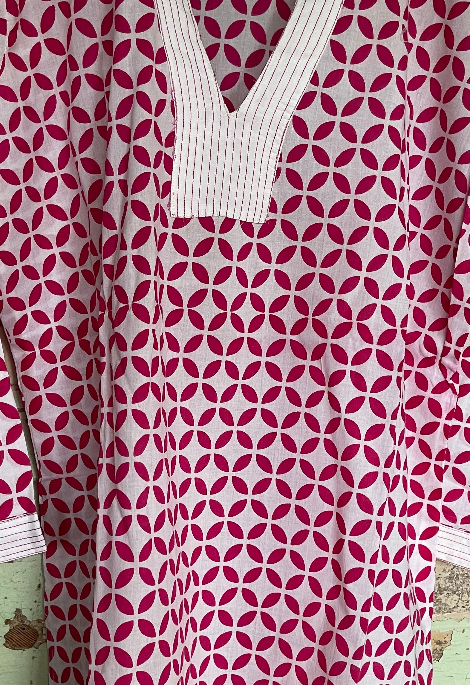 Blockprinted Kurta - Pink Geometry