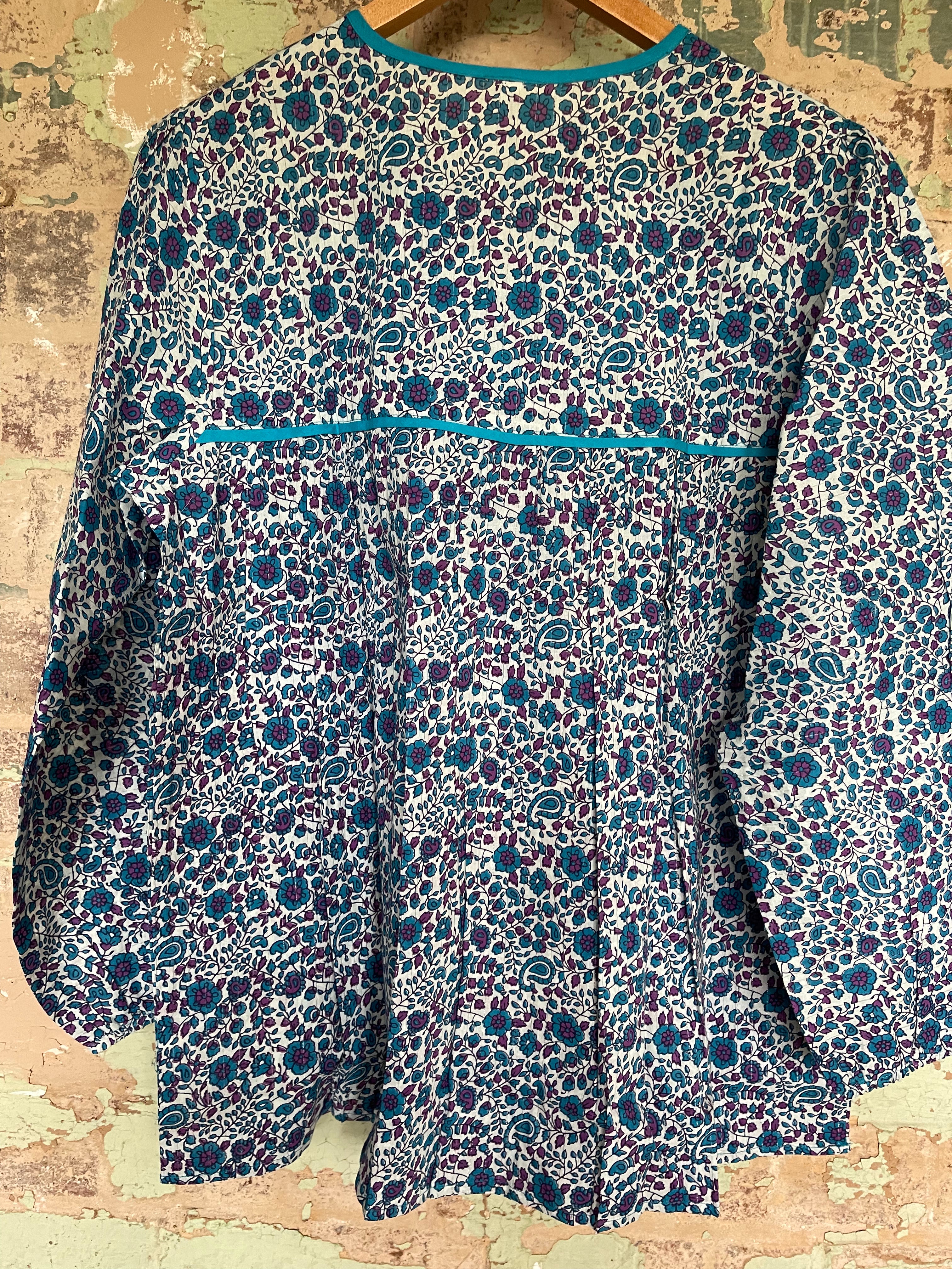 V Neck Blouse -Sea Blue