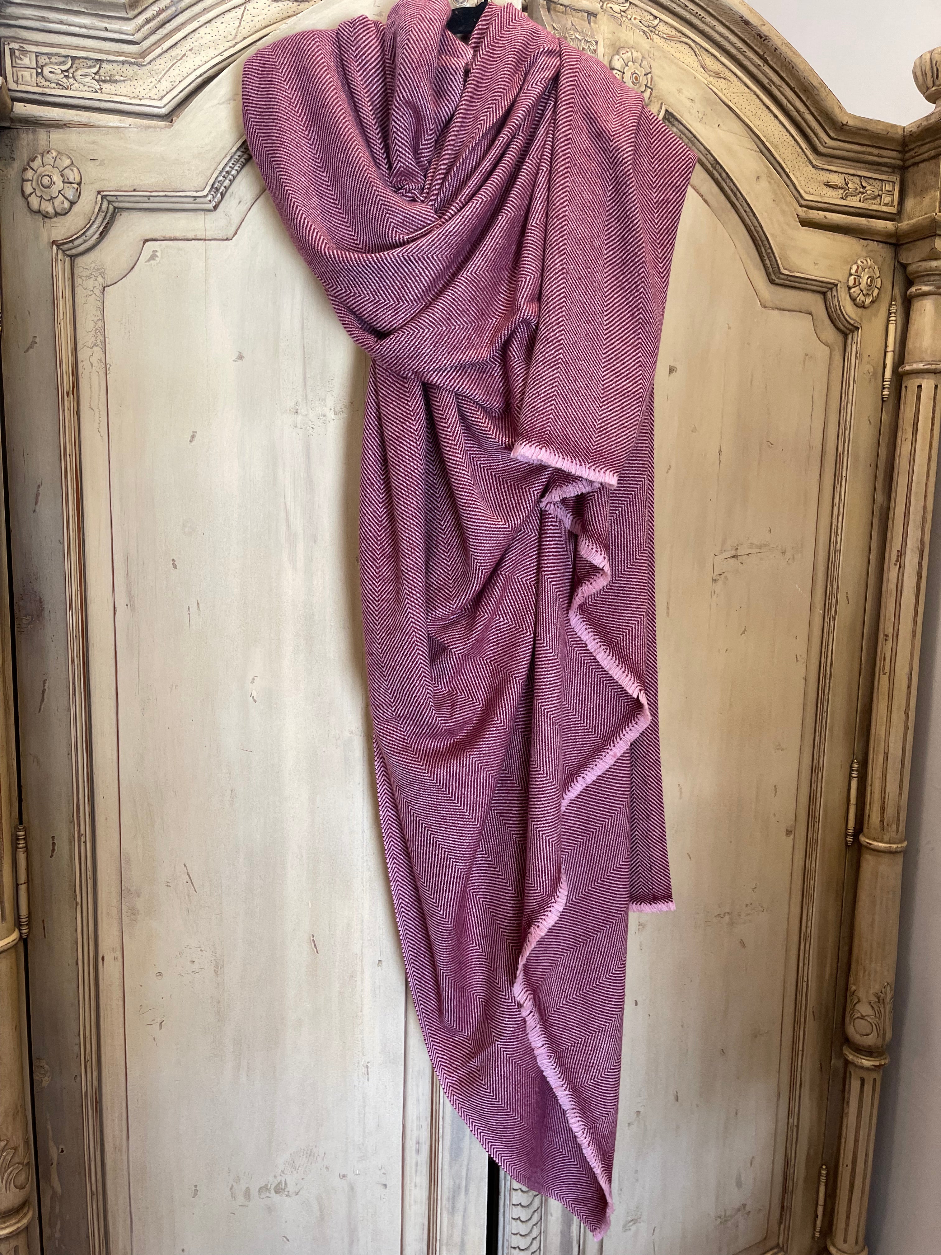 Cashmere Throw/Wrap - Dark Cherry Stripe